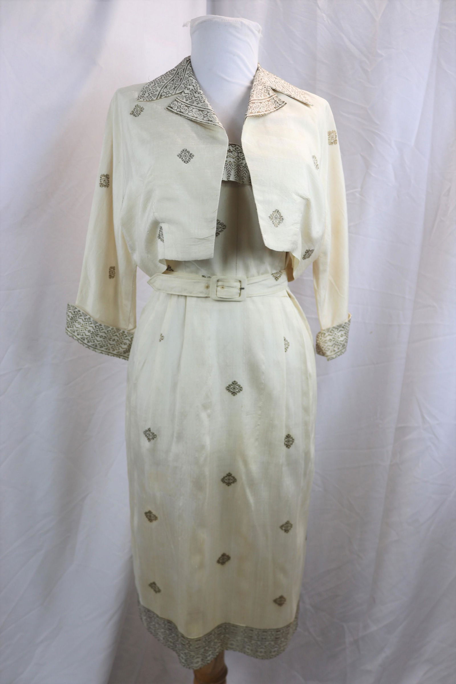 Vintage 1960's Long Kee 2 Piece Silk & Metallic Cocktail Dress Set (1 of 12)