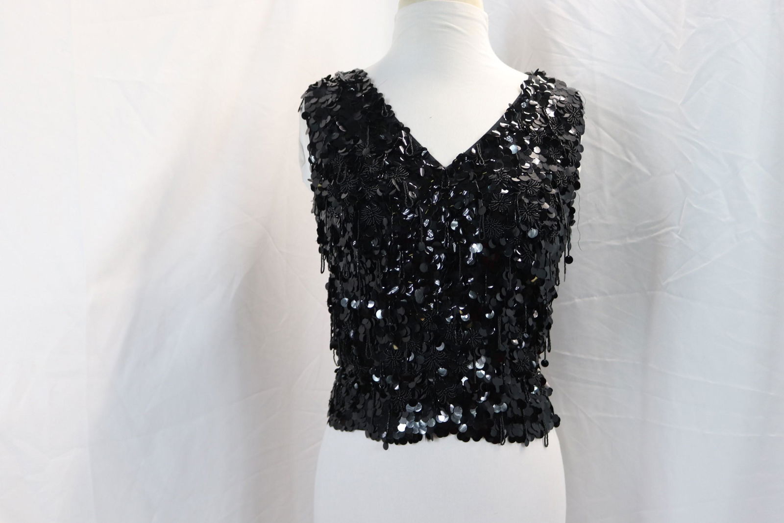 Vintage 1960's Large Sequin & Beaded Sleeveless Top (1 of 5)