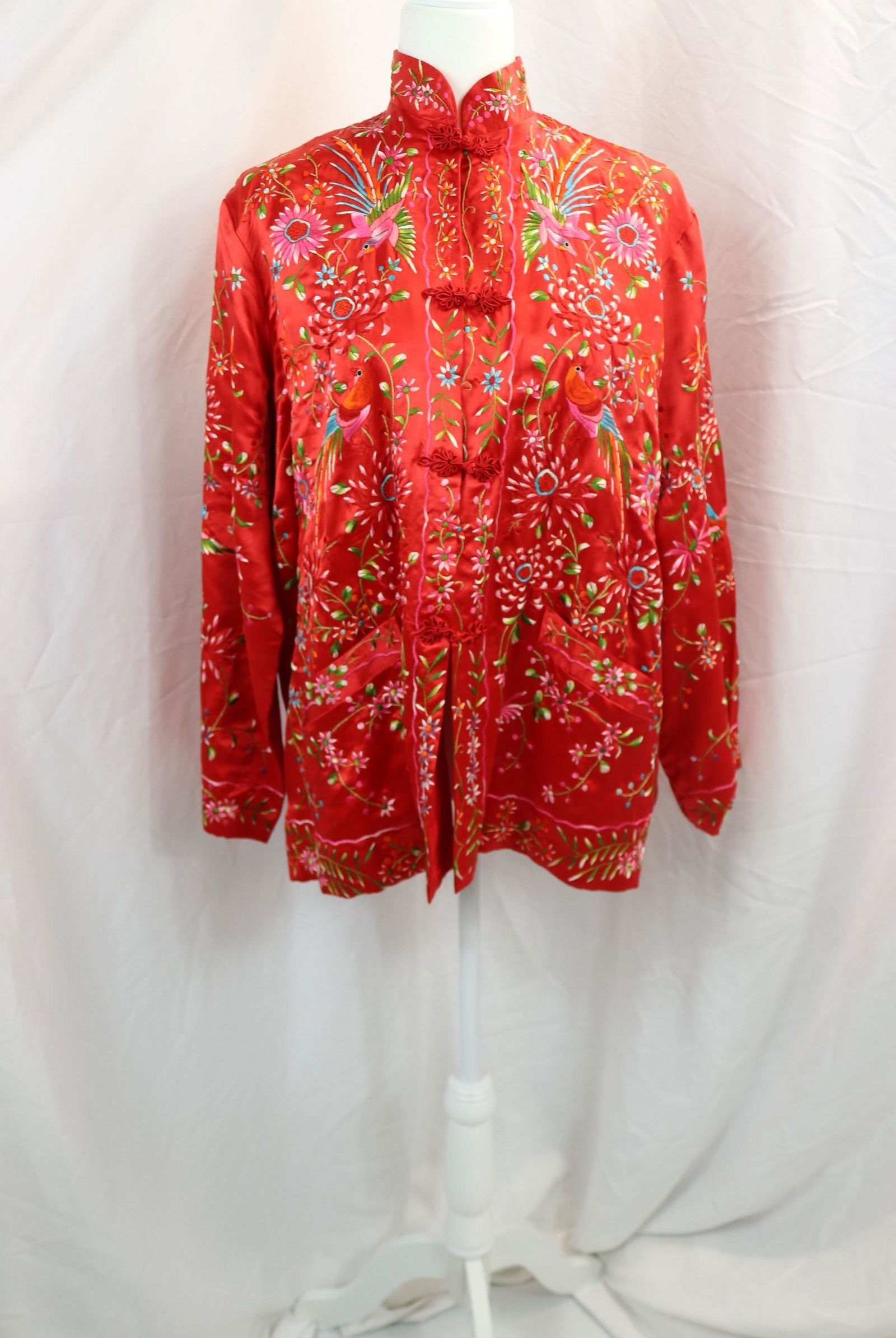 Vintage 1950's Plum Blossoms Red Embroidered Chinese Jacket (1 of 6)
