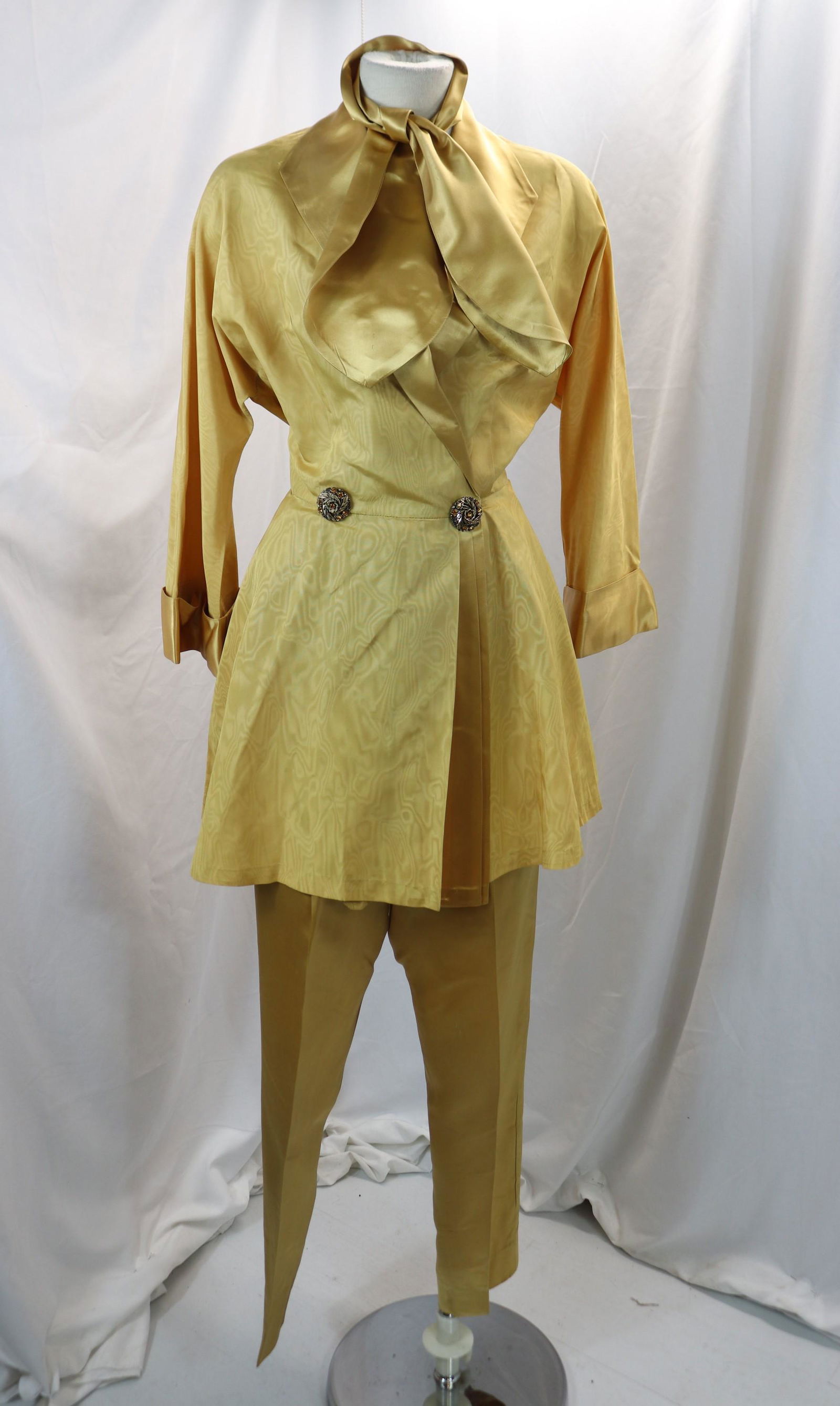 vintage 1950's Flobert 3 piece gold satin pants set (1 of 7)