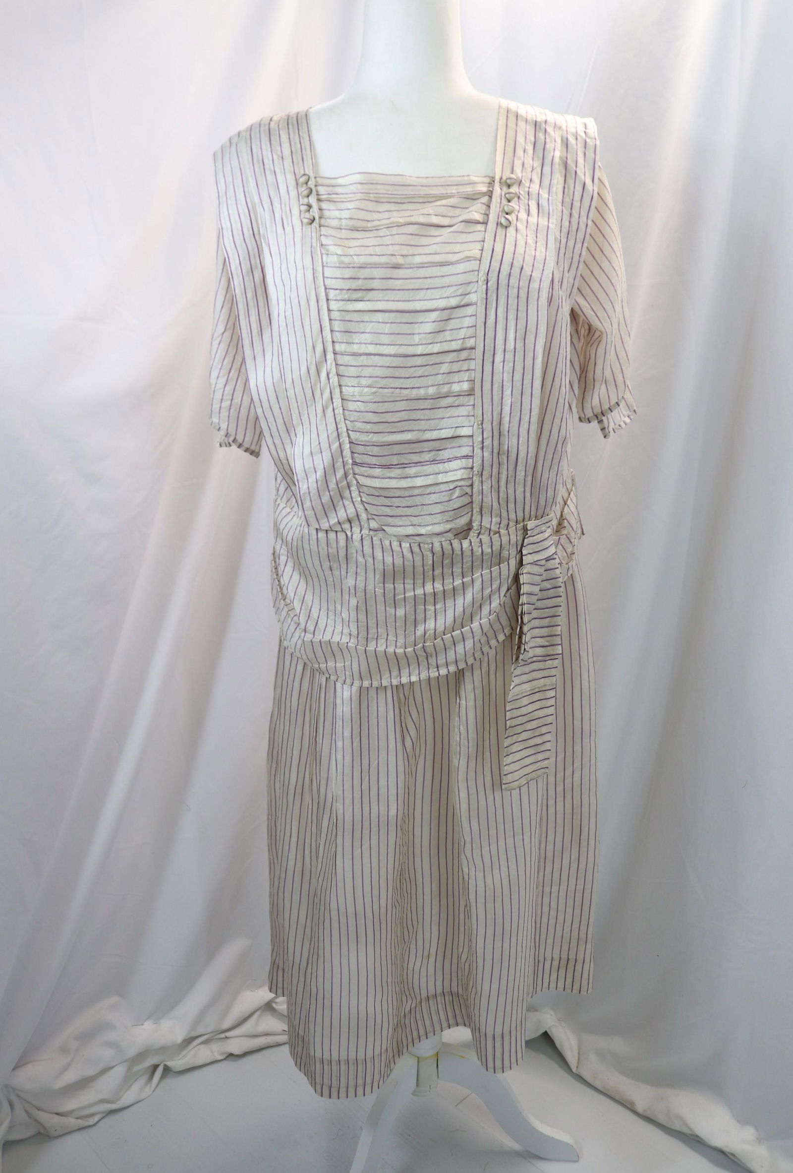 antique 1920's silk purple & white striped skirt set (1 of 5)