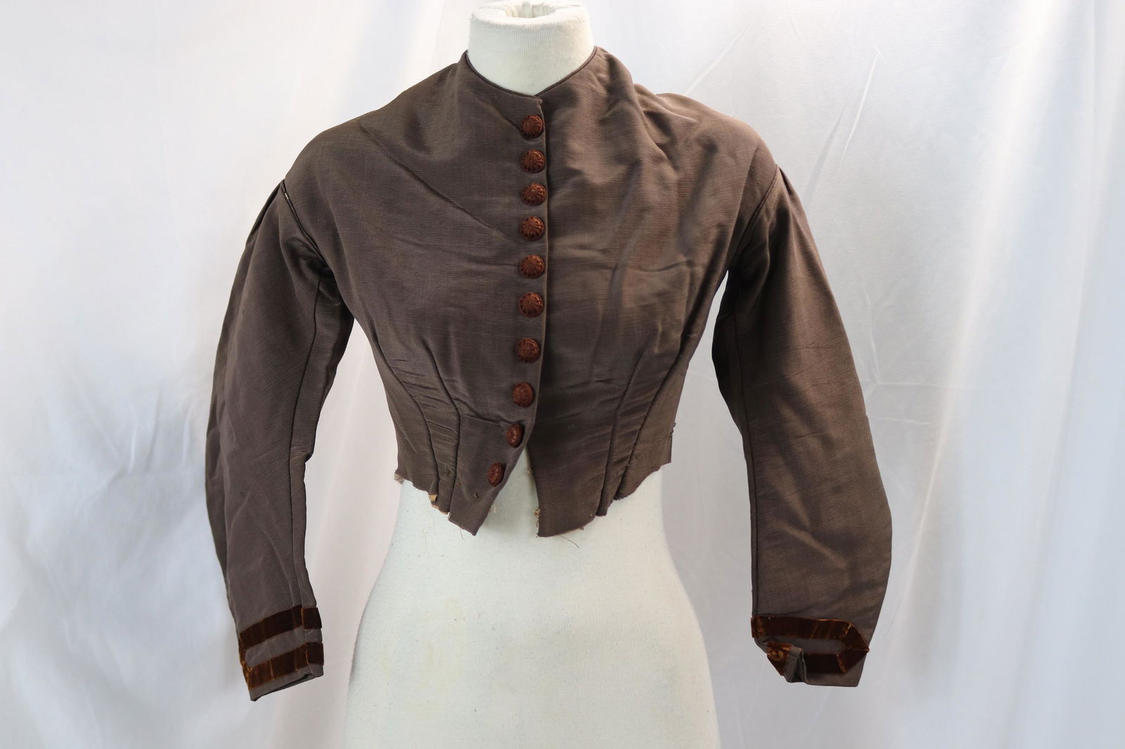 antique 1850's brown silk faille bodice (1 of 8)