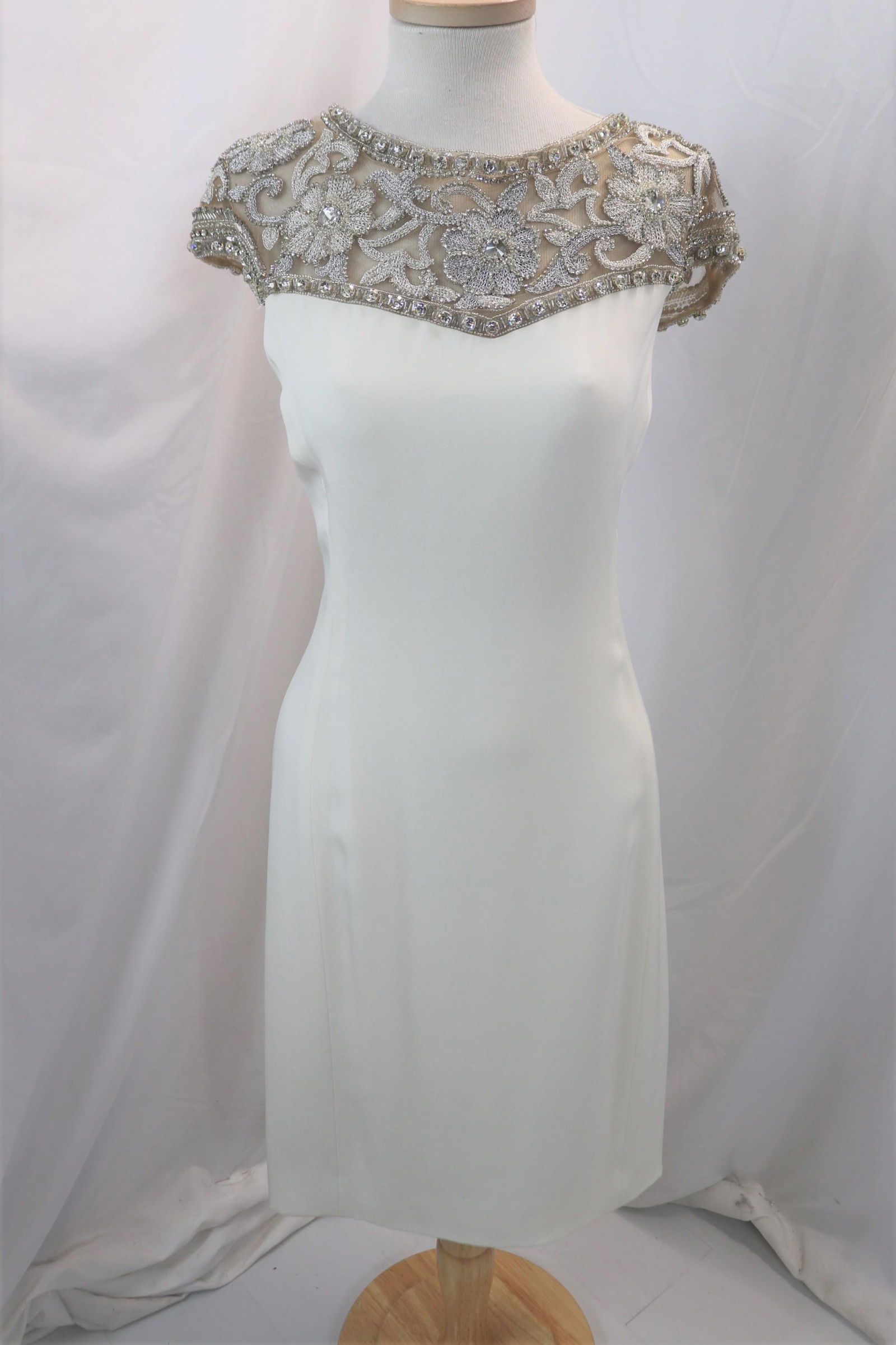 designer white silk & beaded wiggle dress (1 of 5)