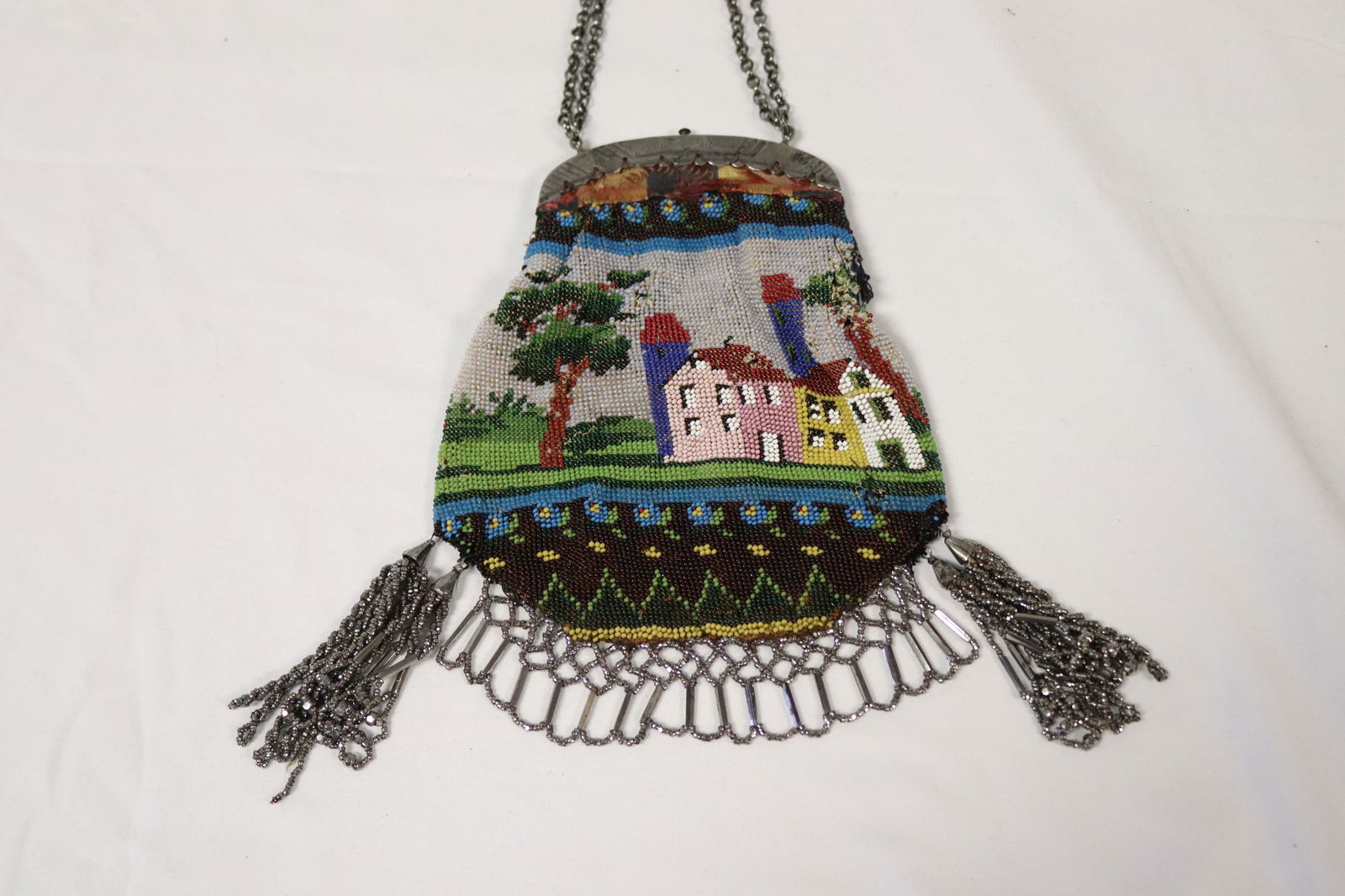 Antique Beaded Purse with House Scene (1 of 6)