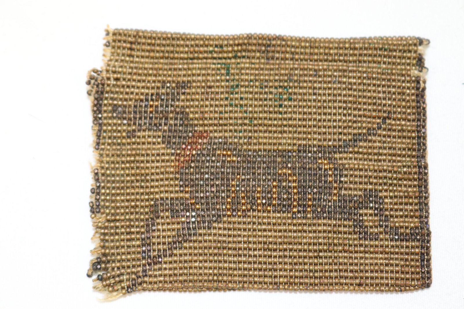 Antique Beaded Miniature Purse with Dog, Made in France (1 of 3)