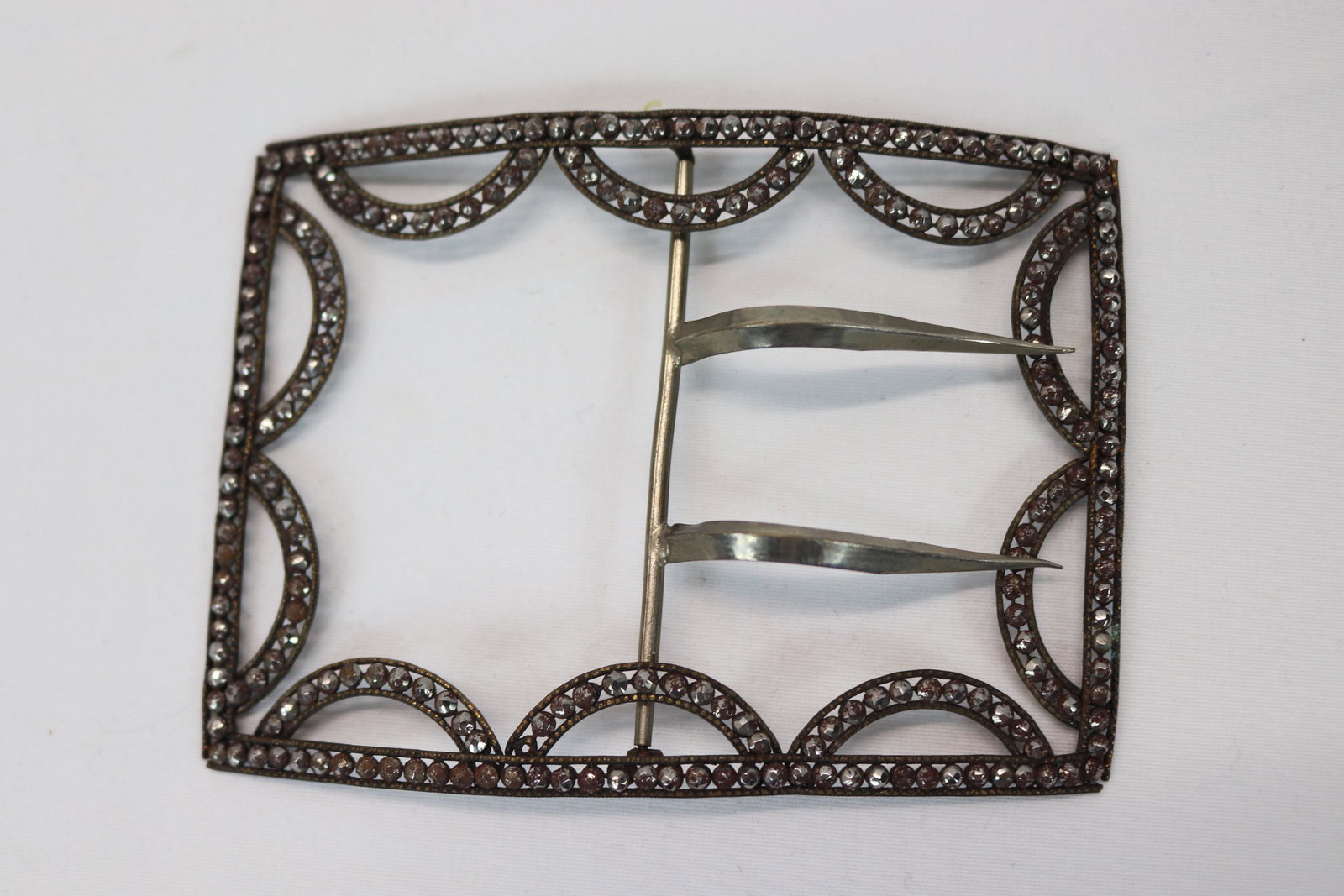 Antique Extra Large Marcasite Dress Belt Buckle: approx. 3 x 4 inches, see photo's