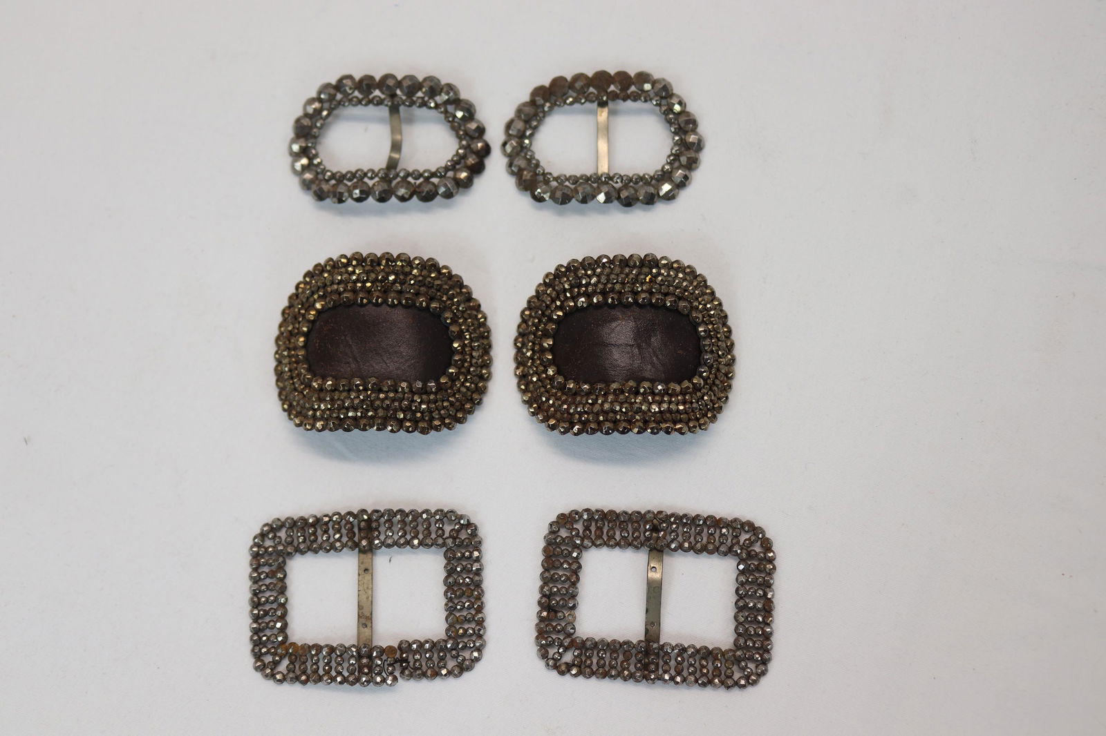 Lot of 3 Pair Antique Marcasite Shoe/Dress Buckles (1 of 7)