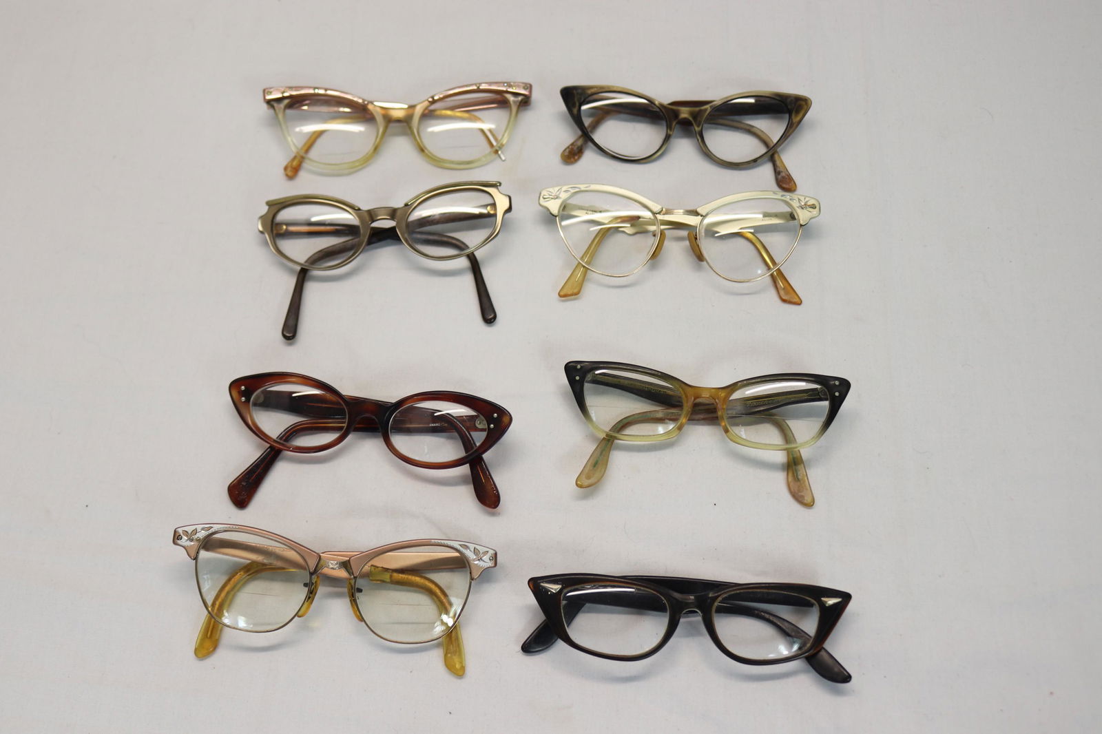 Lot of 8 Pair Vintage 1950's Eye Glasses: prescription glasses, see photo's