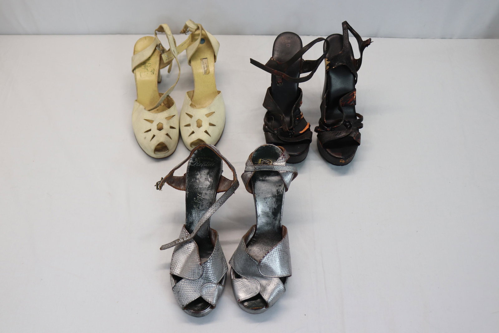 Lot of 3 Pair Vintage 1940's Platform Shoes (1 of 20)