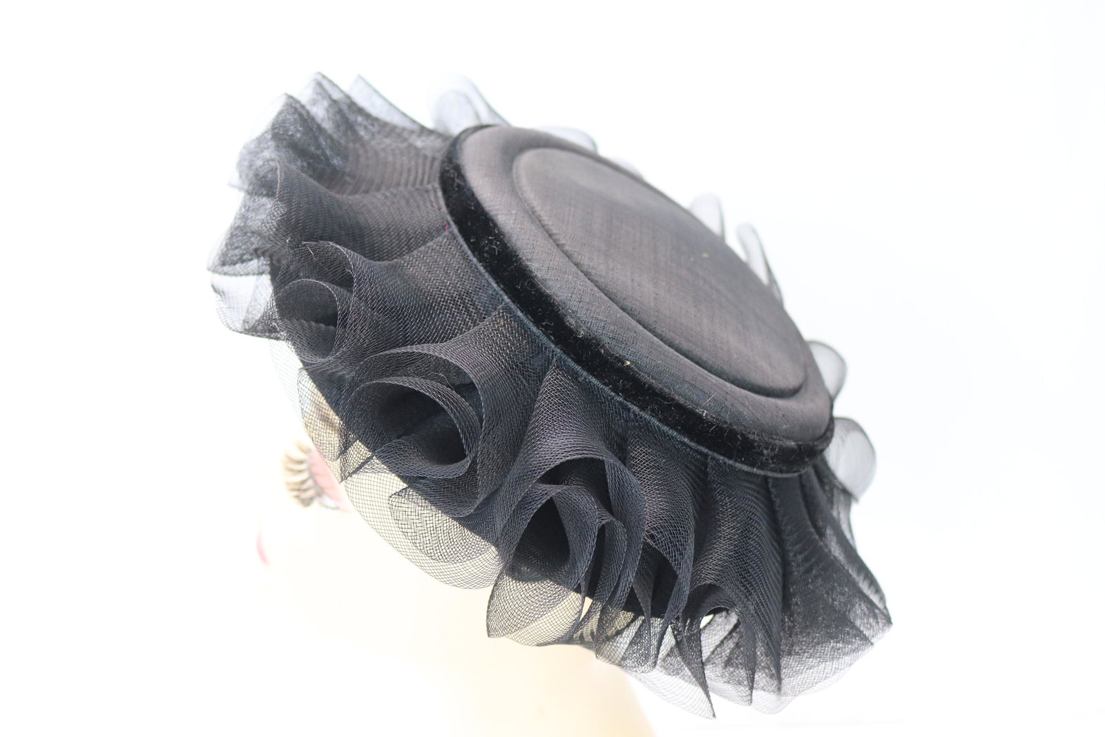 Vintage 1940/50's Old Store Stock Black Net Capulet Style Hat: see photo's