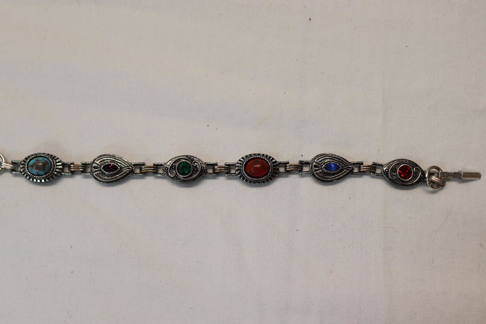 Vintage Sarah Coventry Silver Tone Bracelet with Colorful Stones (1 of 5)