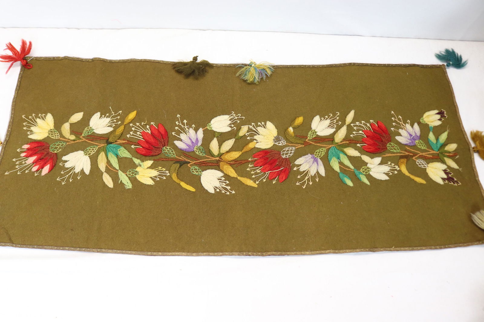 Antique Wool Hand Embroidered Table Runner (1 of 5)