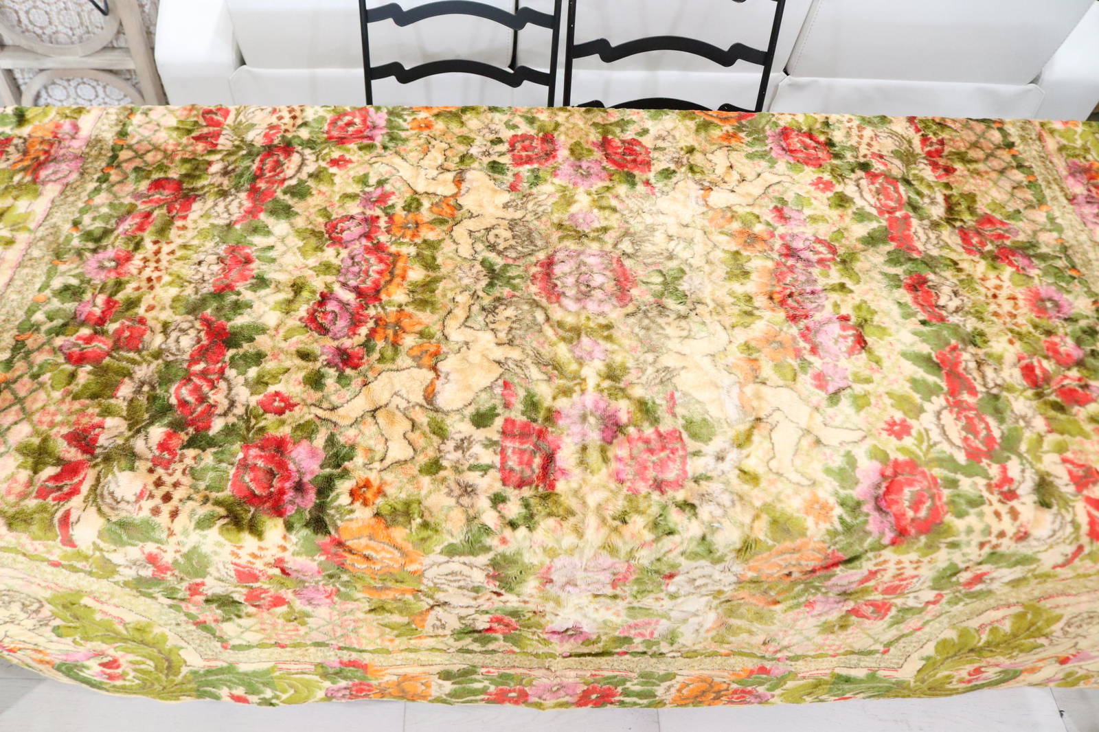 Vintage Italy Velvet Tapestry Bedspread With Cherubs Auction