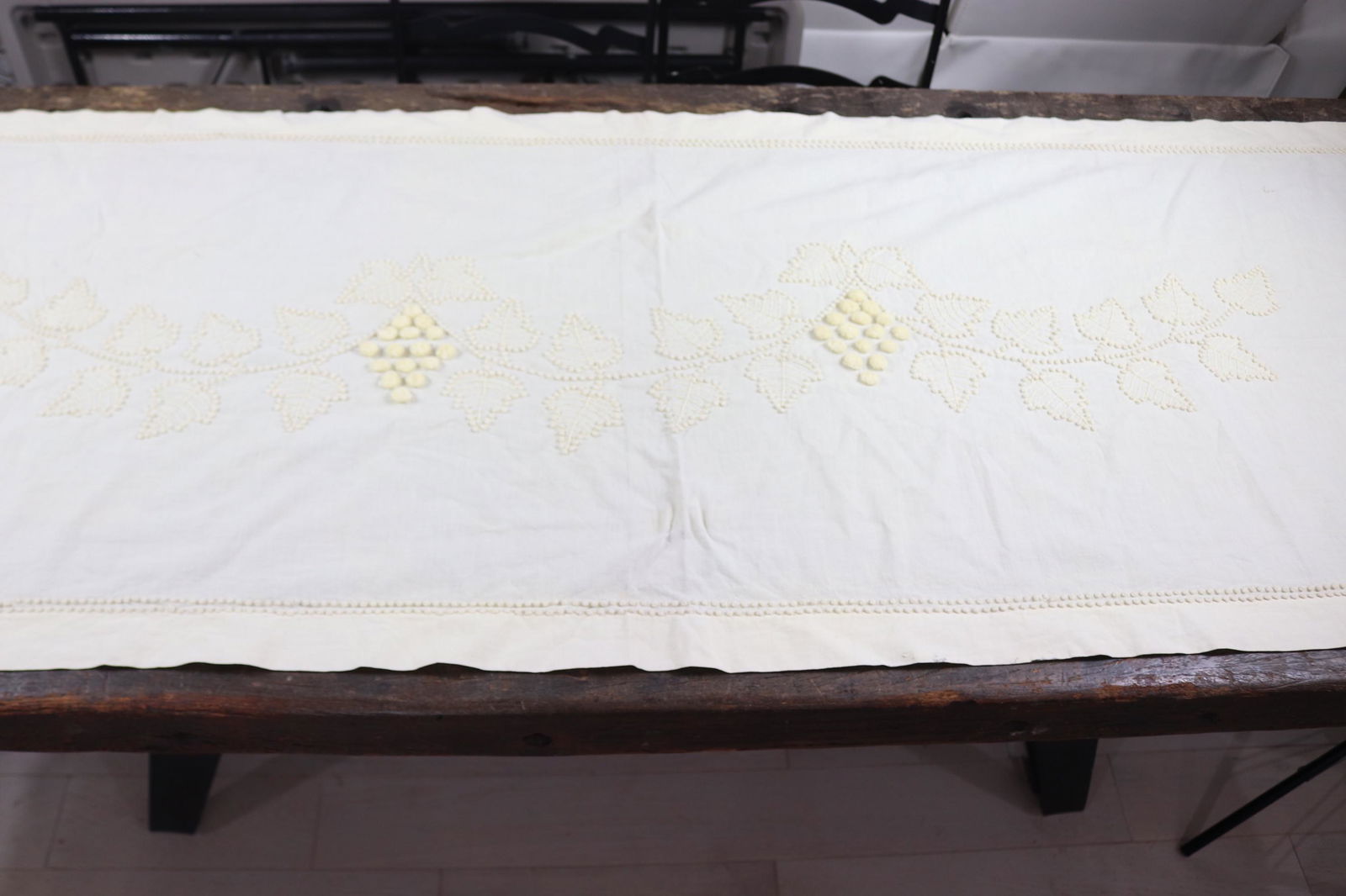 Vintage Candlewick Double Pillow Cover with Fringe (1 of 4)