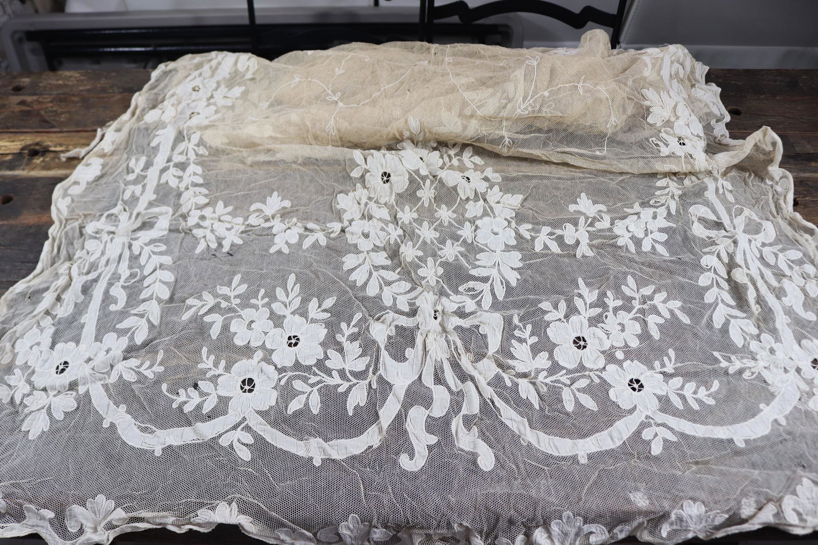 Antique Tambour Lace Curtain Panel (1 of 19)