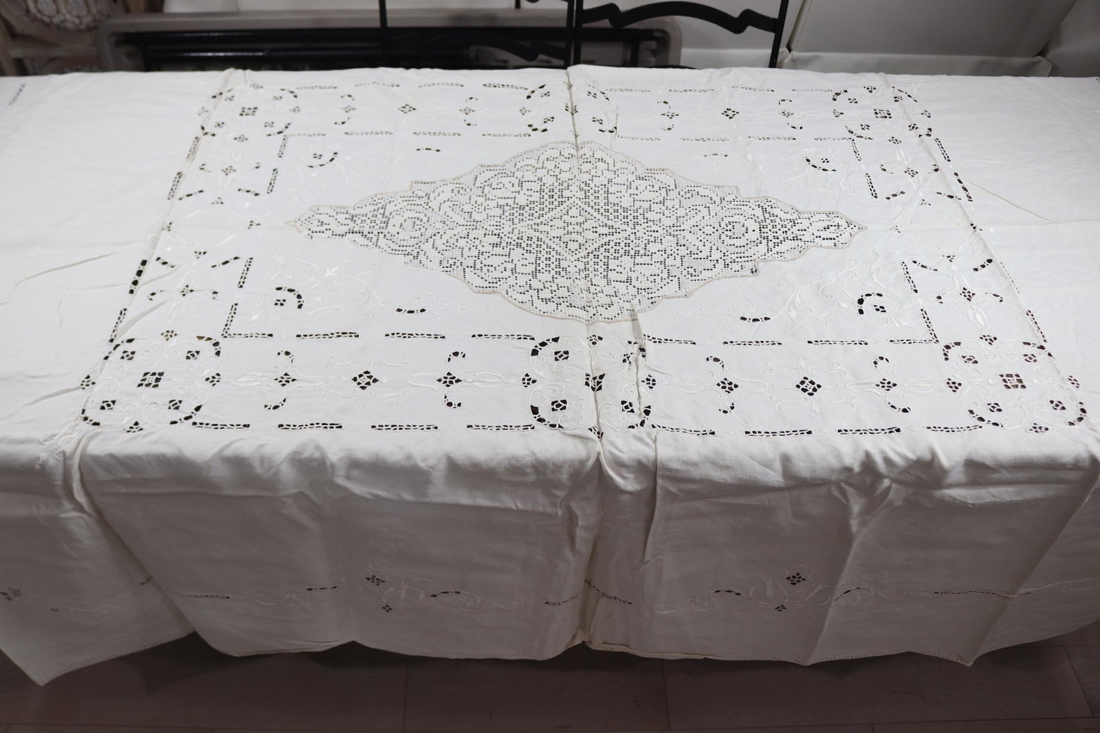 Vintage Lace & Embroidered Tablecloth (1 of 5)