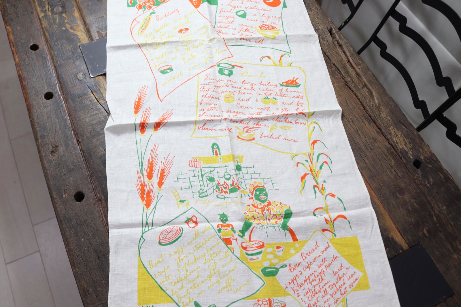 Vintage Printed Desert Recipe Black Americana Kitchen Towel, Old Store Stock: see photo's