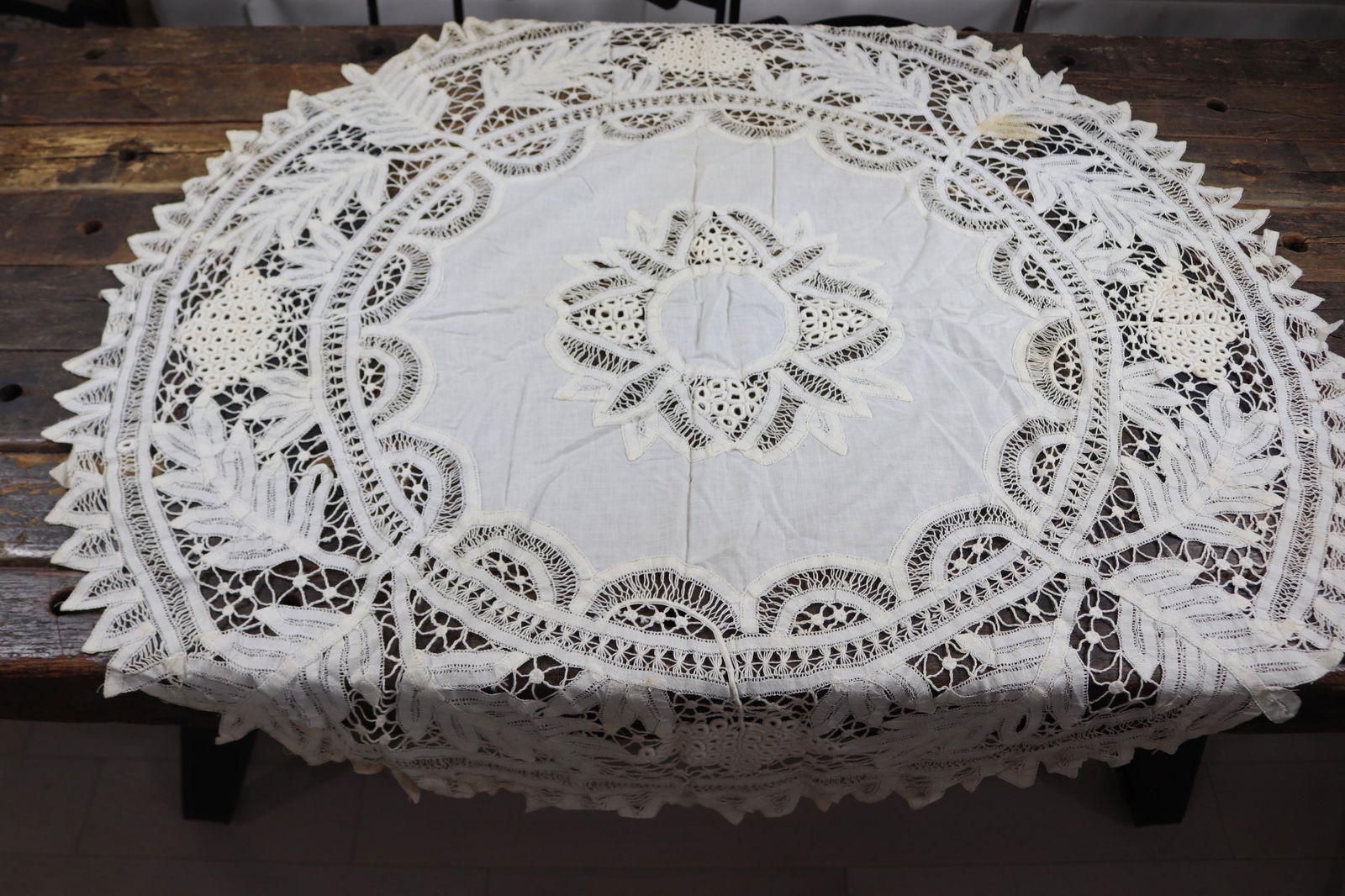 Vintage Tape Lace Round Table Topper (1 of 8)