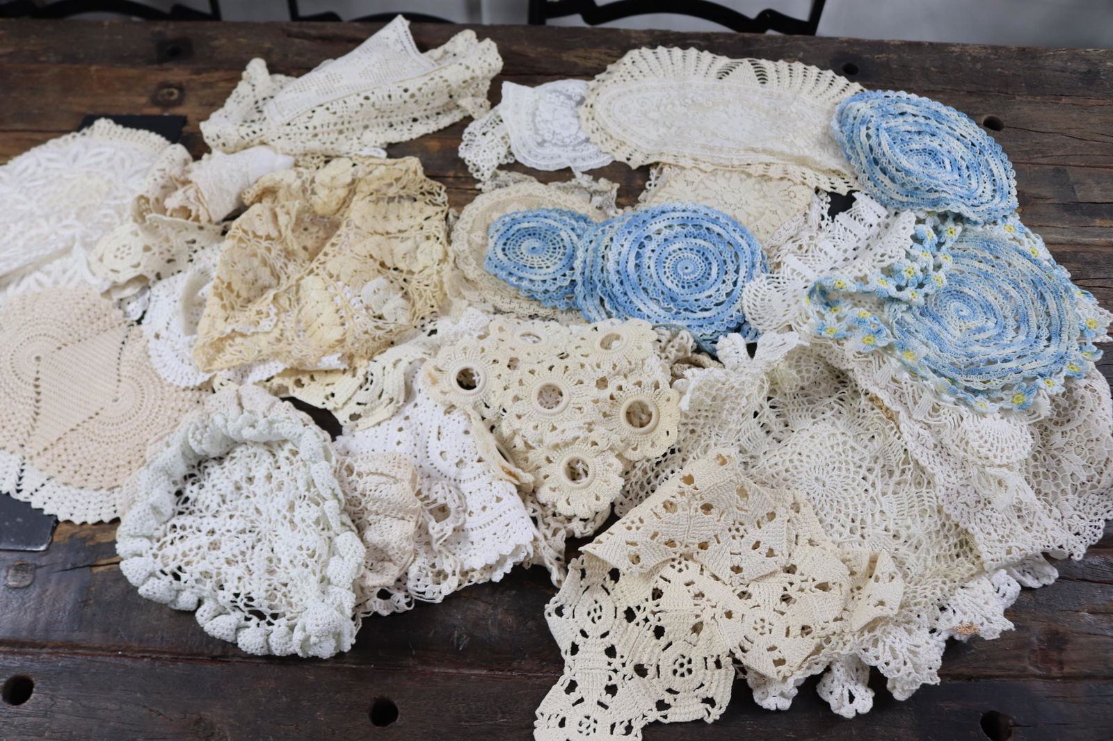 Vintage Lot of Crochet & Lace Doilies: see photo's
