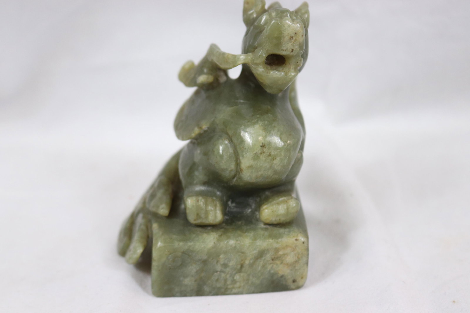 Vintage Hand Carved Chinese Jade Foo Dog Chop (1 of 7)
