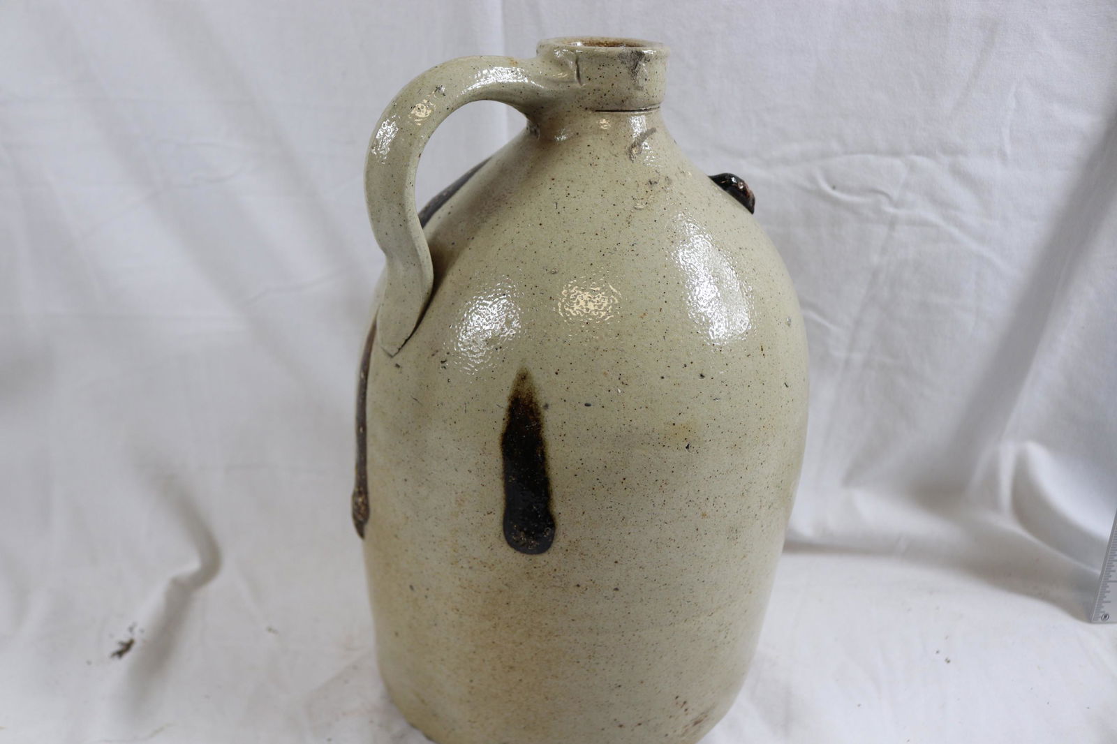 Antique Stoneware Salt Glaze Jug with Turkey Droppings Mark with "B" (1 of 6)