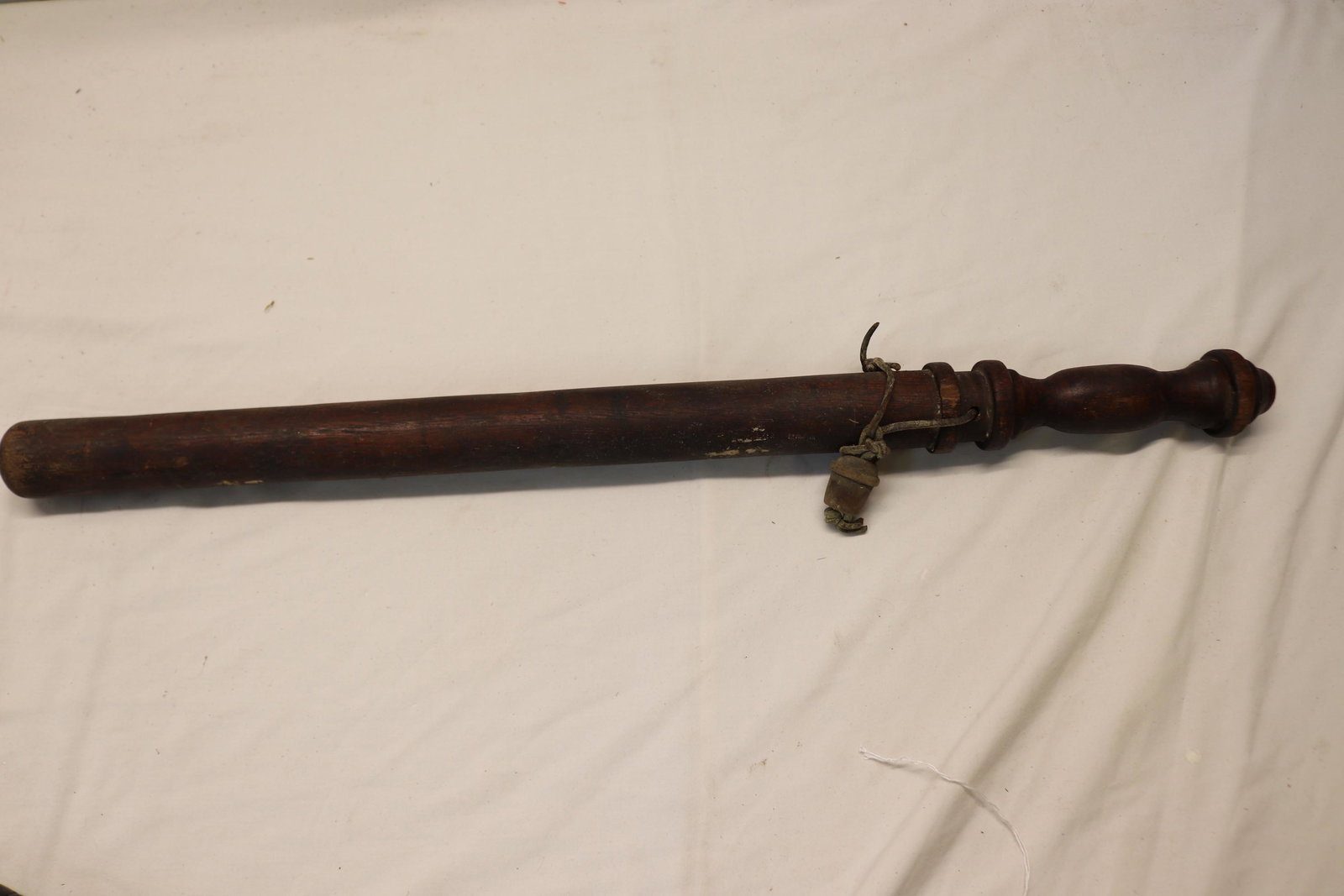 Antique Oak Billy Bat Marked 86 with Original Leather Strap: PLEASE LOOK AT PHOTO'S FOR ANY DAMAGES AND MEASUREMENTS