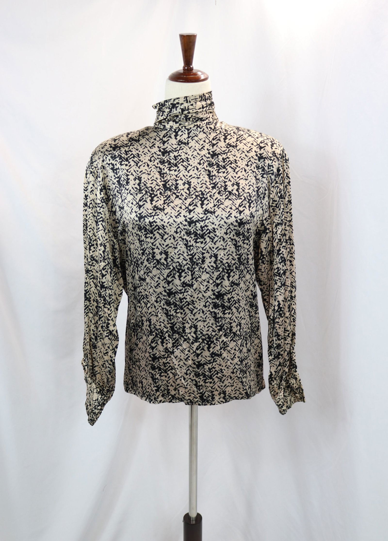 Vintage 1980's Blassport Black & Gold Silk Blouse (1 of 7)