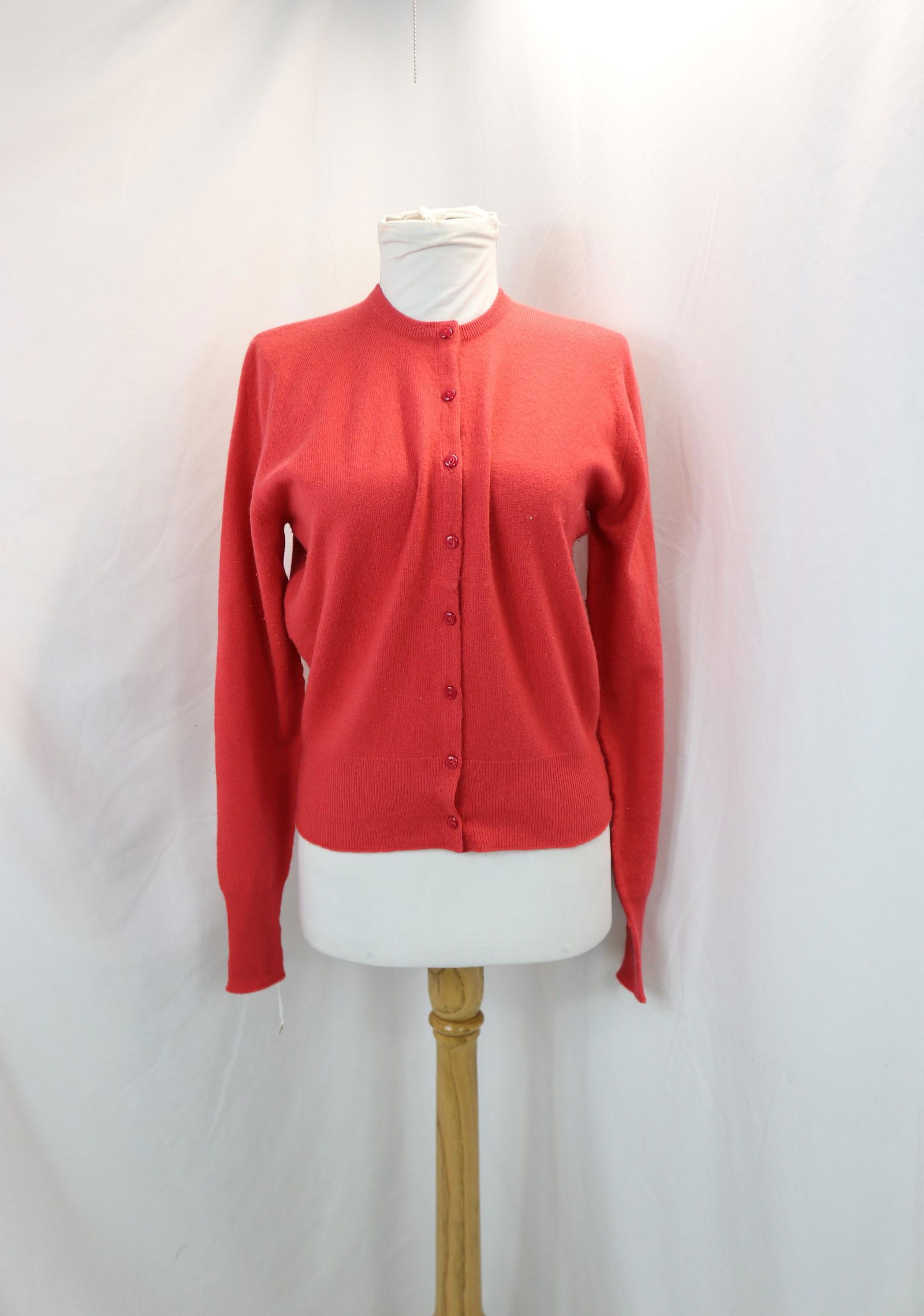Vintage 1950's Lyle & Scott Pink Cashmere Cardigan Sweater: approx. 40 bust, 30 waist, some slight pilling, see photo's
