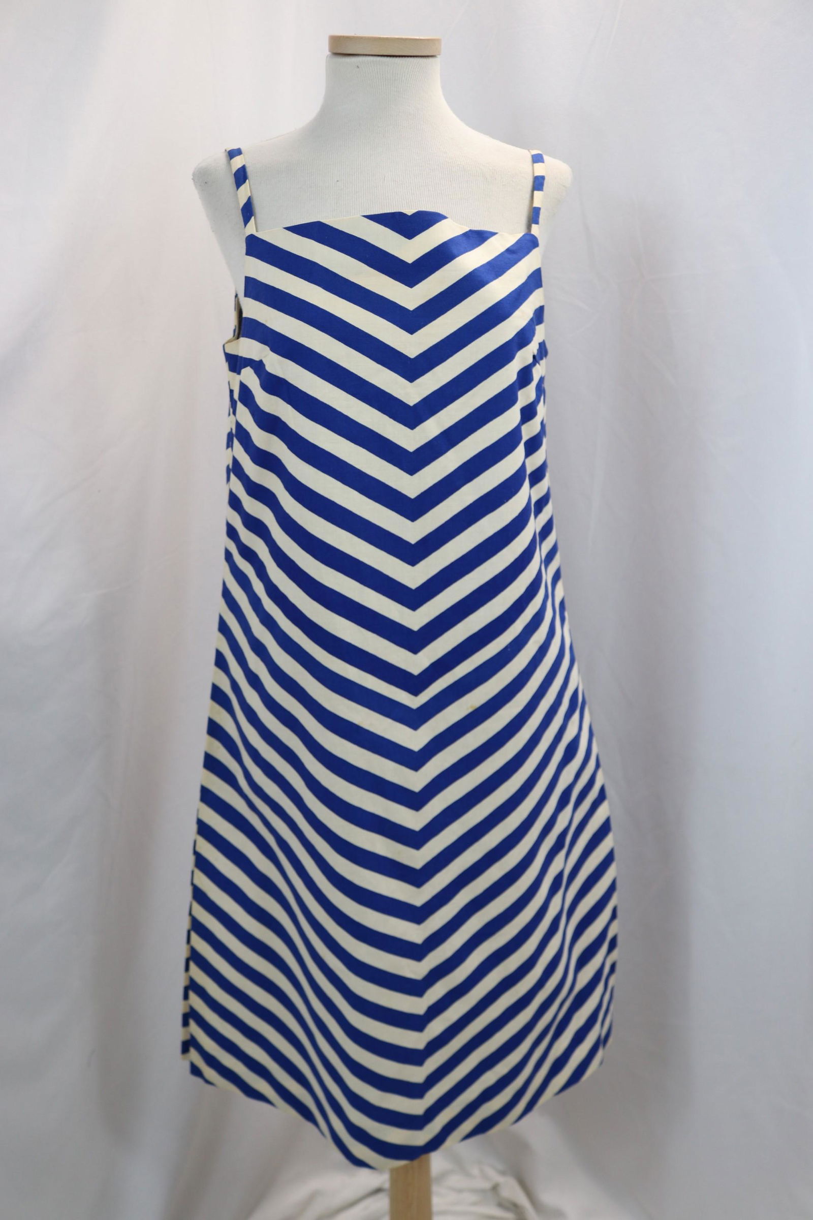 Vintage 1972 Marimekko Design Research Blue & White Stripe Cotton Dress (1 of 10)