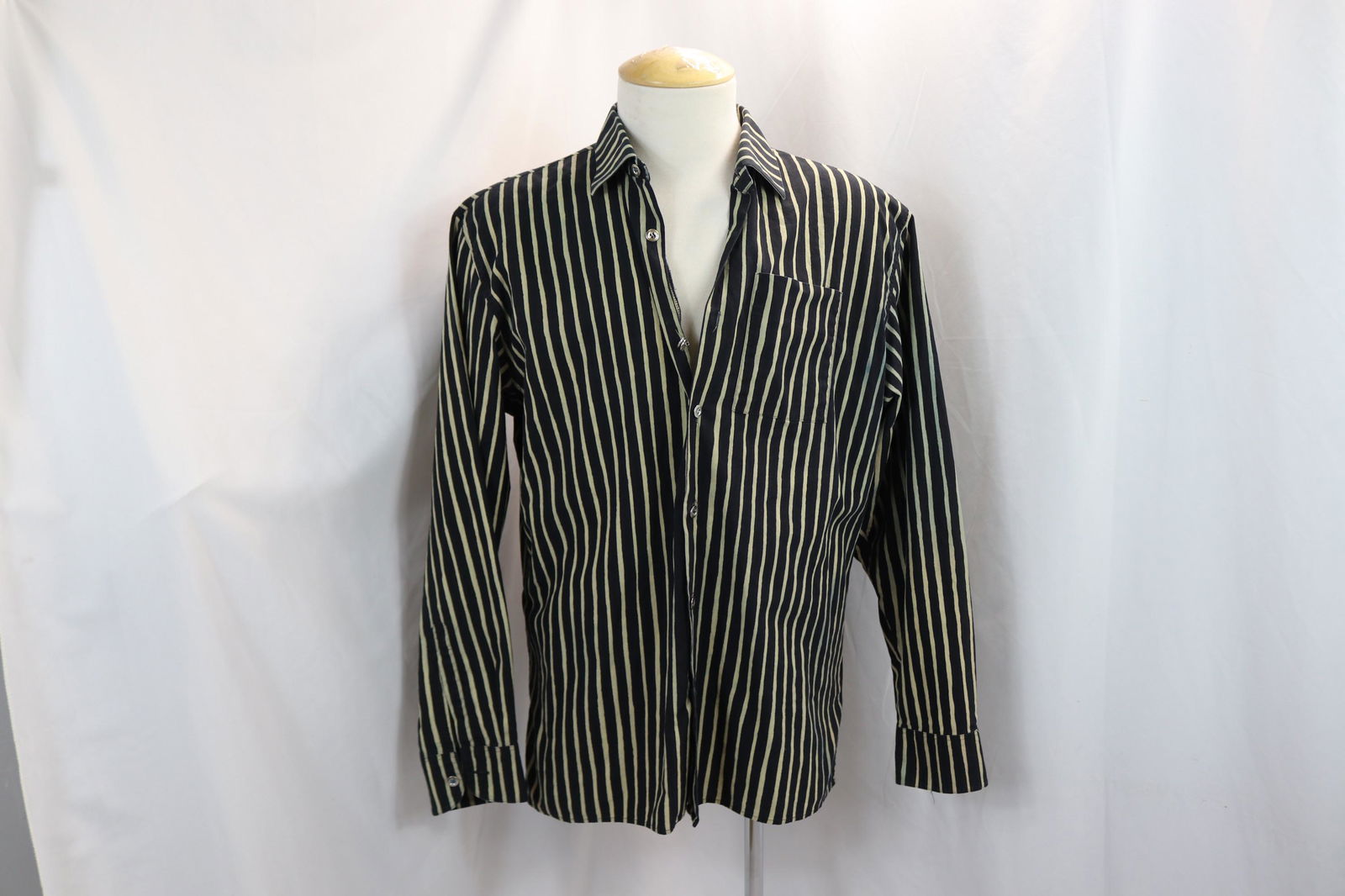 Vintage Marimekko Black Stripe Men's Long Sleeve Cotton Shirt: approx. 46 chest, buttons are off but there, see photo's