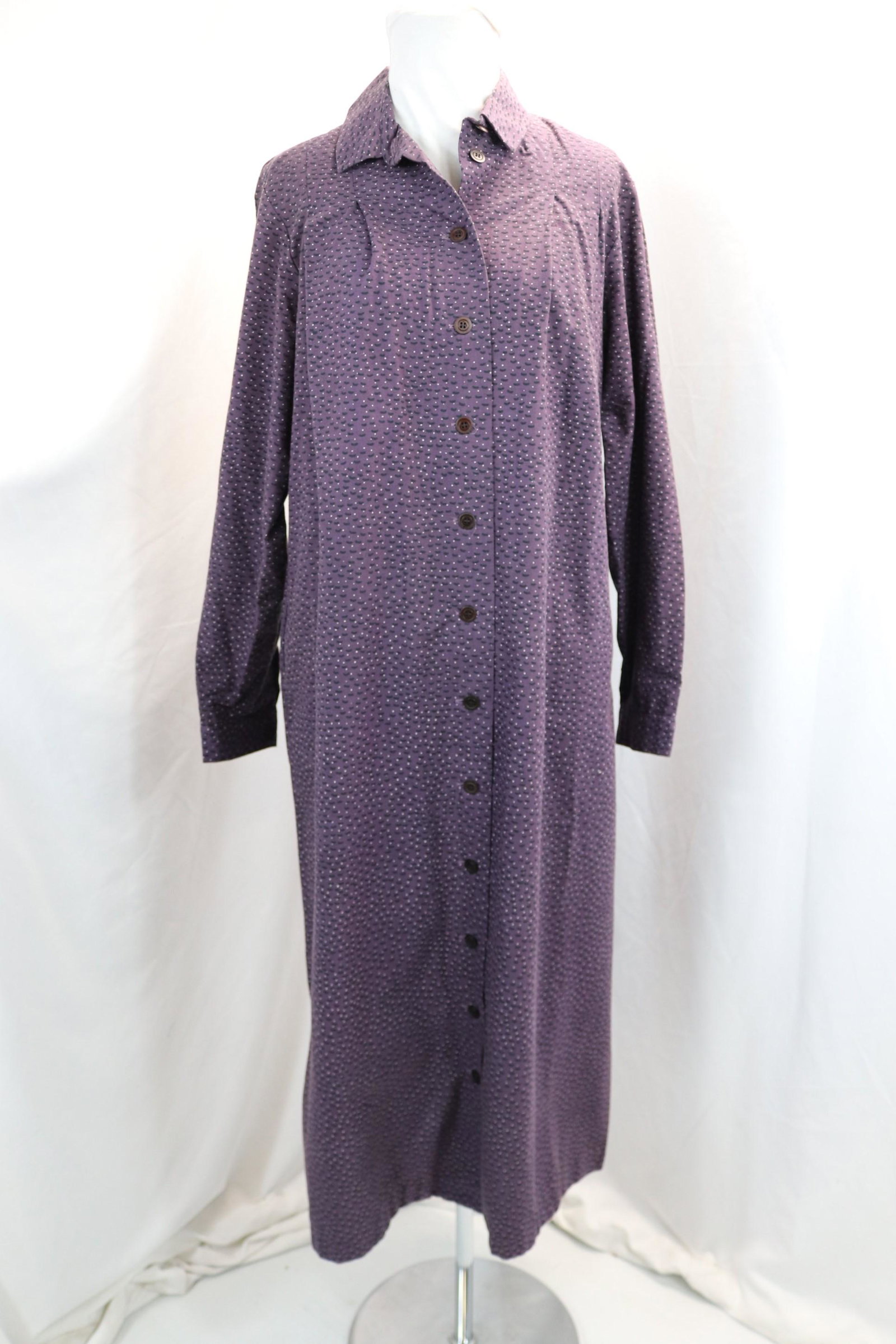Vintage Marimekko Purple Tiny Print Cotton Shirt Maxi Dress: size 42, good condition, see photo's
