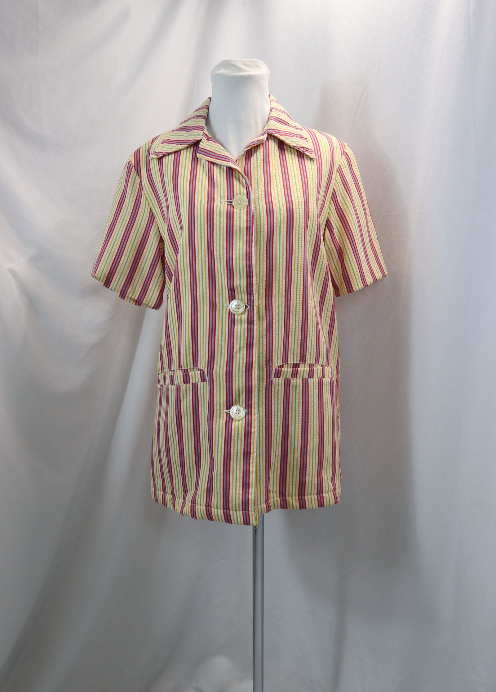 Vintage 1970's Cotton Stripe & Terry Cloth Beach Coat: approx. 38 bust & waist, good condition, see photo's