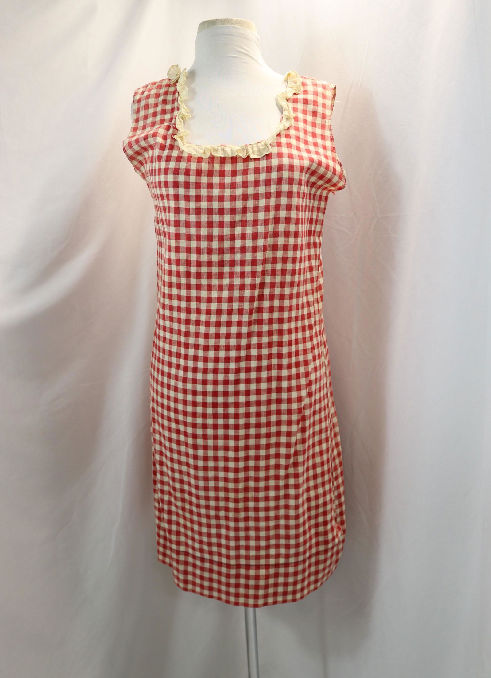 Vintage 1950's Red & White Checker Cotton House Dress (1 of 6)