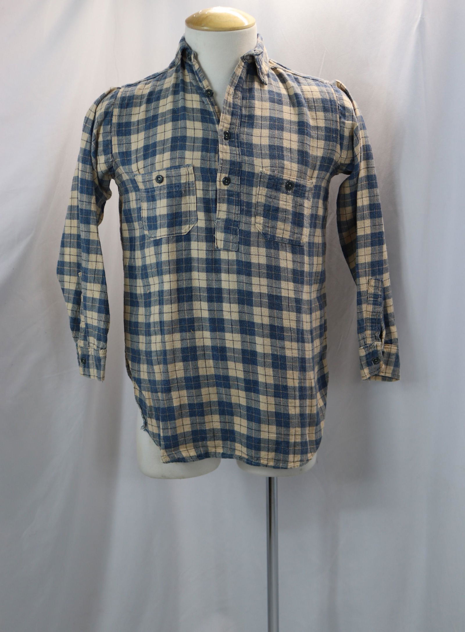 Vintage 1950's Big Yank Men's Blue Plaid Flannel Shirt (1 of 5)