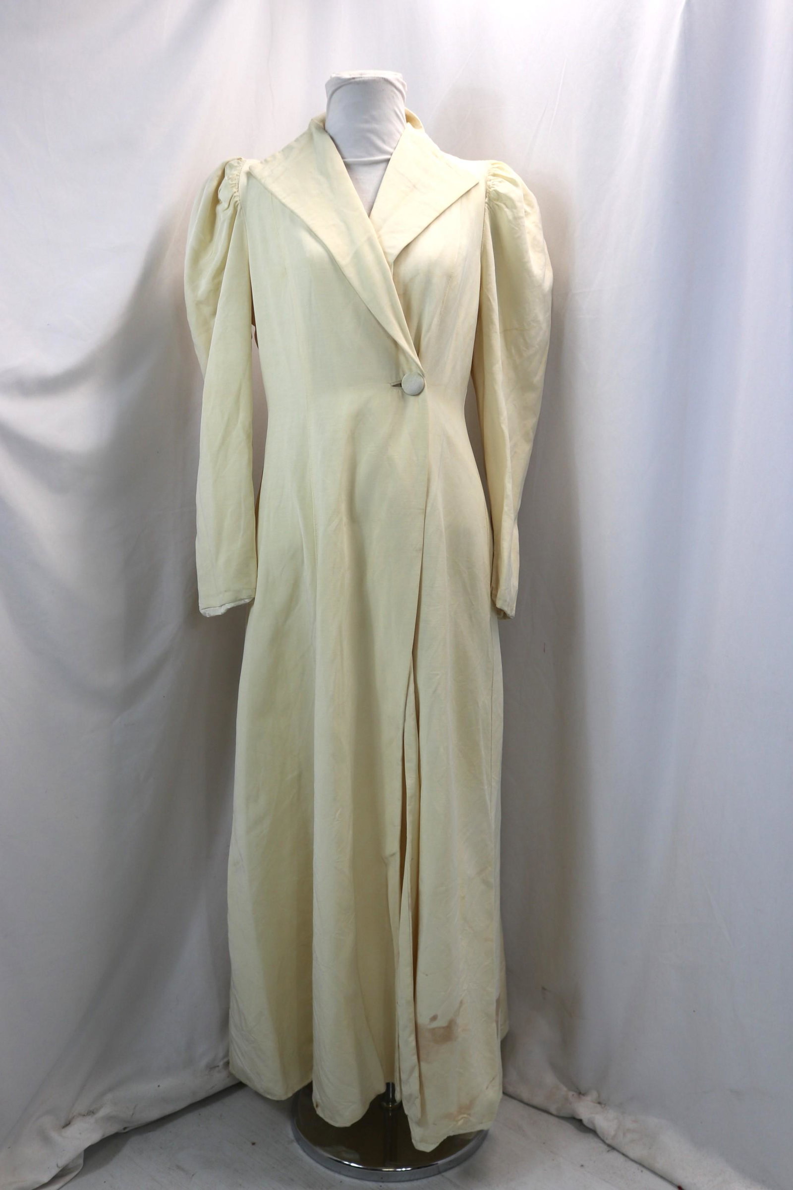 Vintage 1930's White Opera Coat: approx. 36 bust, 30 waist, see photo's for stains