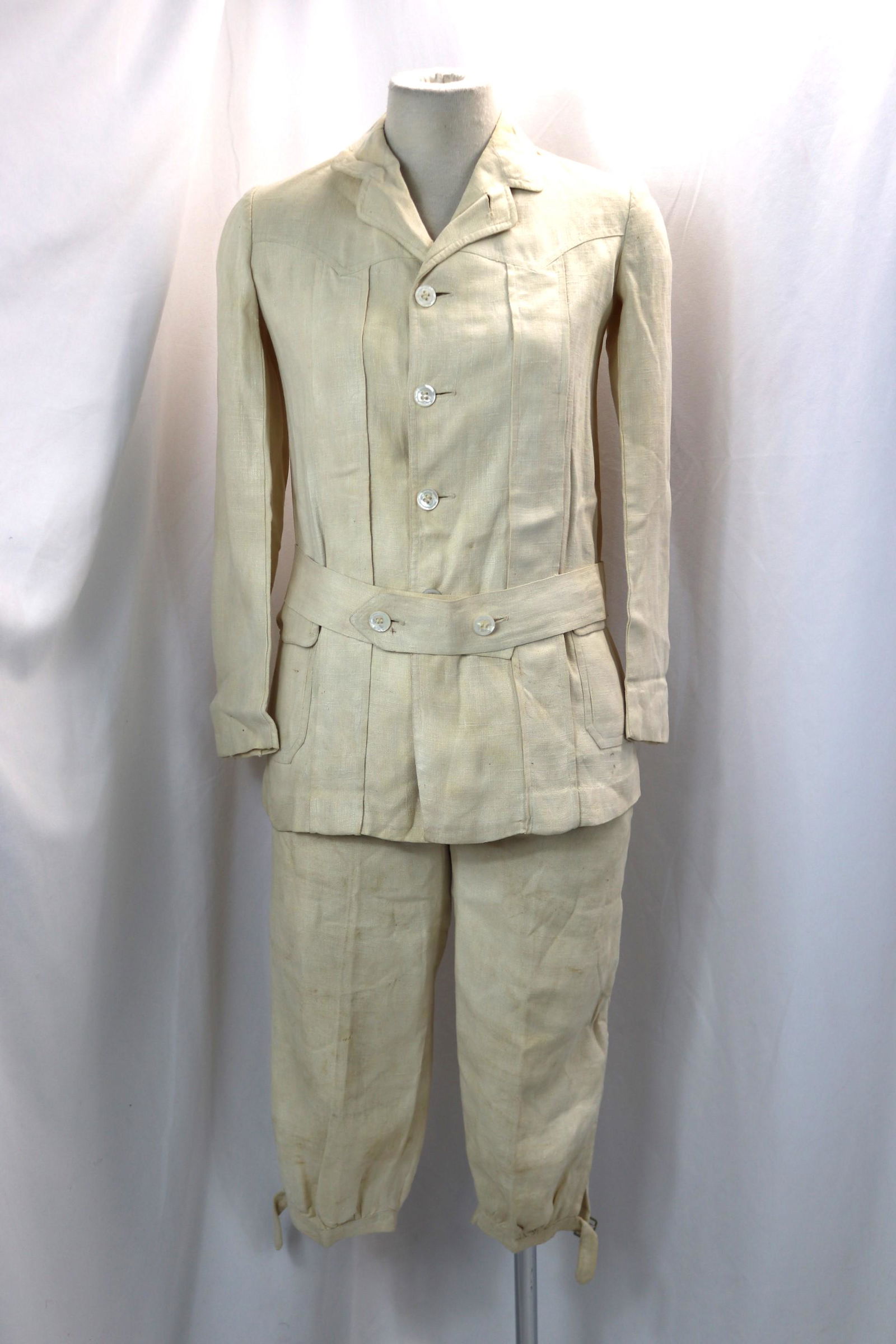 Vintage 1900's Boys Linen Knickers & Belted Jacket (1 of 9)