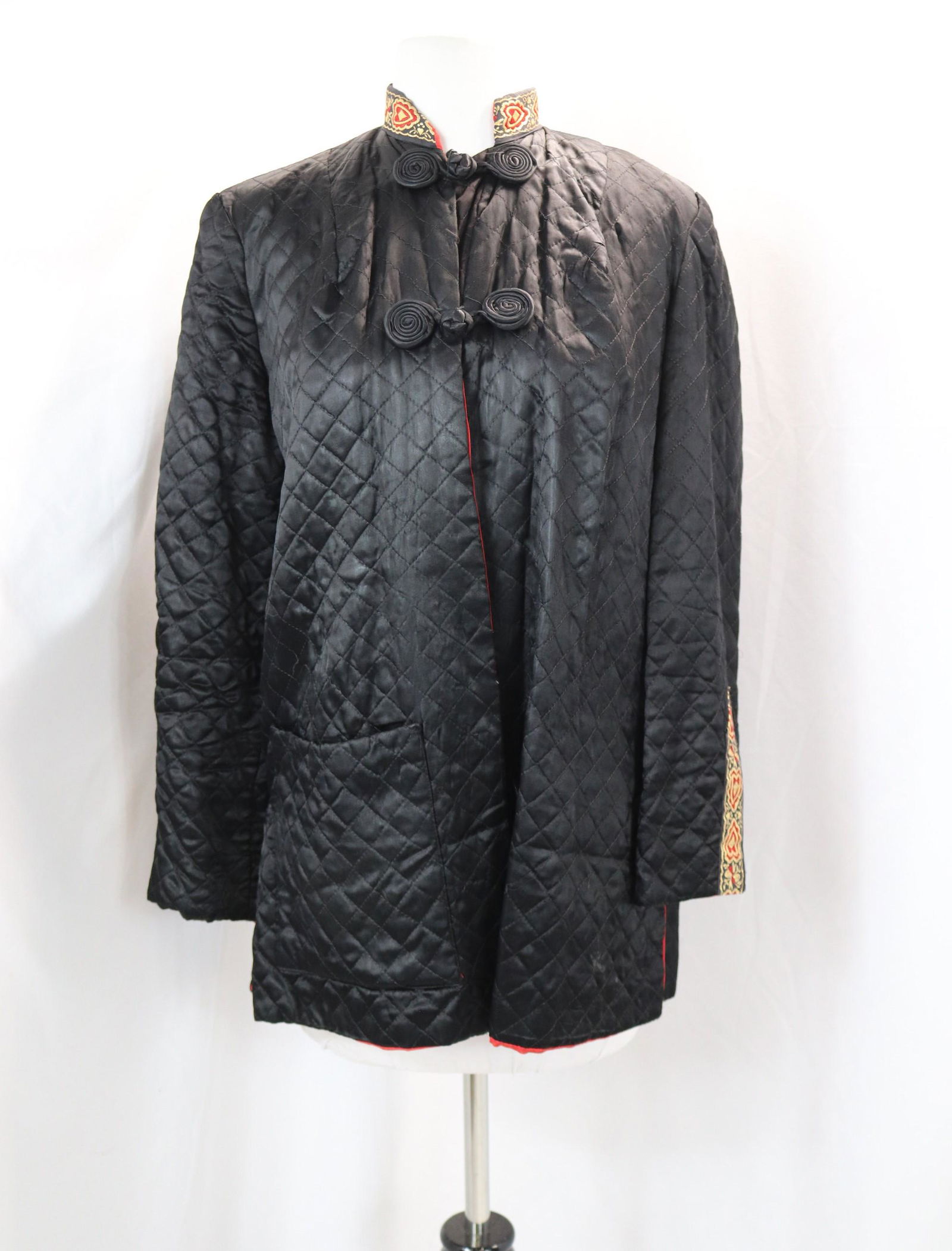 Vintage 1940's Black Quilted Asian Style Jacket (1 of 7)