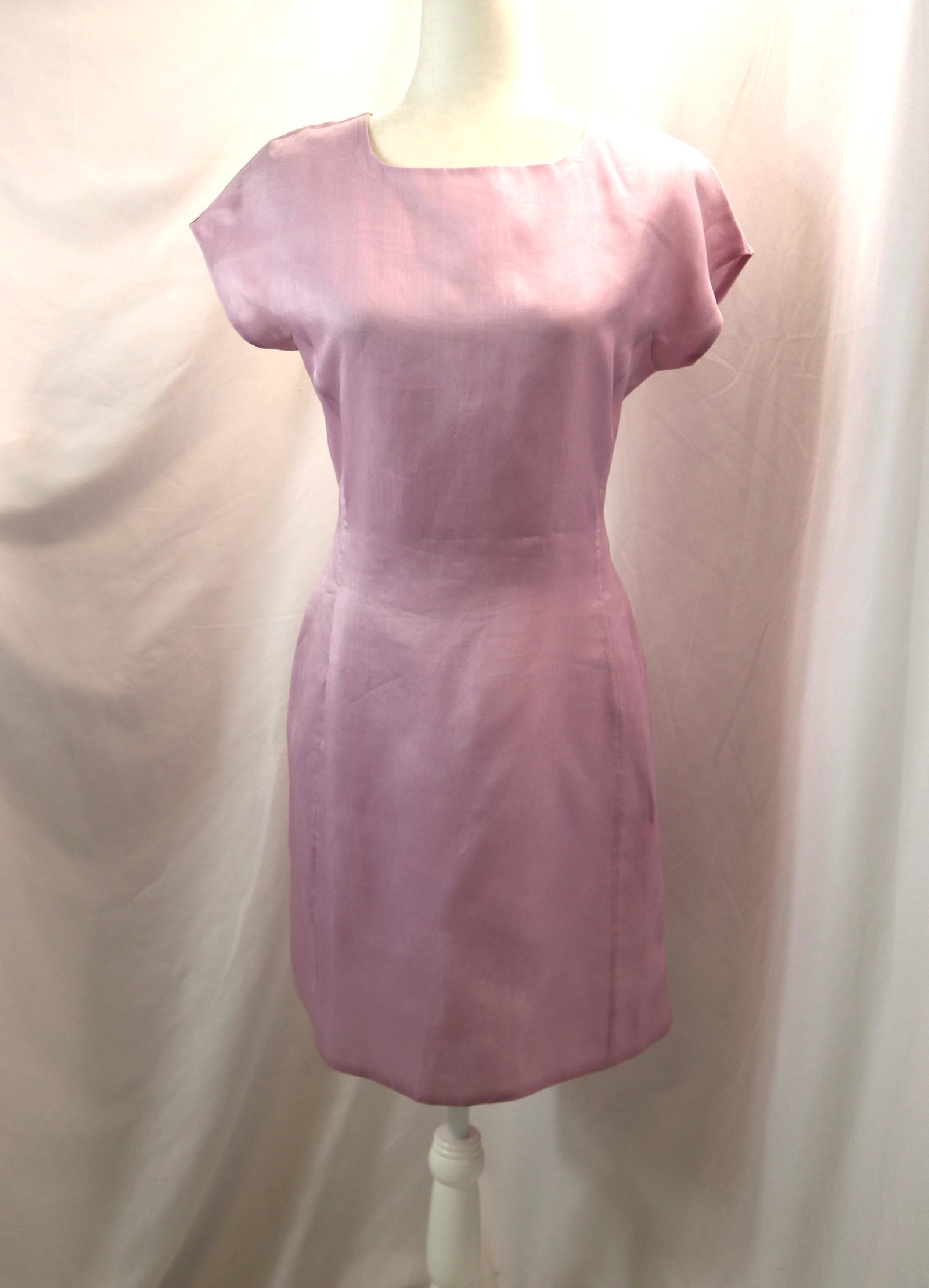 Vintage Pale Purple Chiffon Sheath Dress: approx. 36 bust, 28 waist, good condition, see photo's