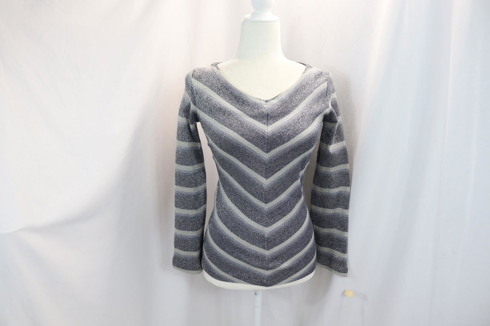 Vintage 1970's Silver Metallic Knit Pullover Sweater, Old Store Stock (1 of 6)