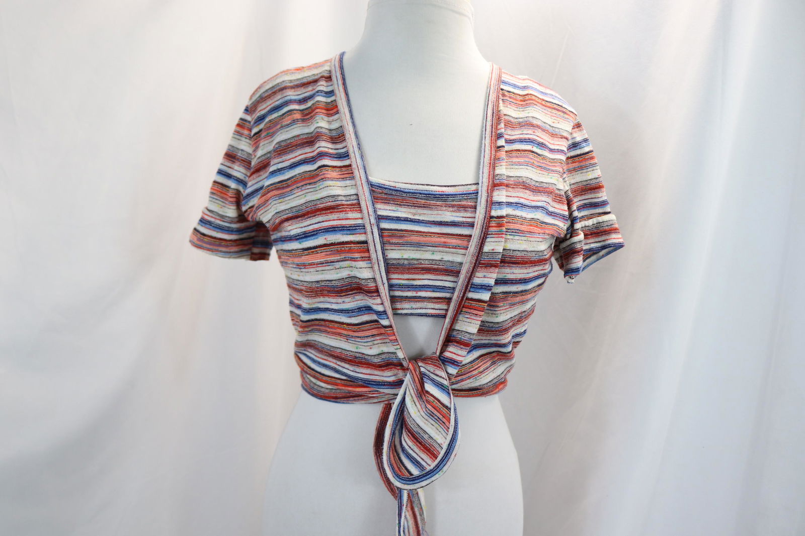 Vintage 1970's Mid-Drift Top with Attached Over Shirt & Front Tie (1 of 6)