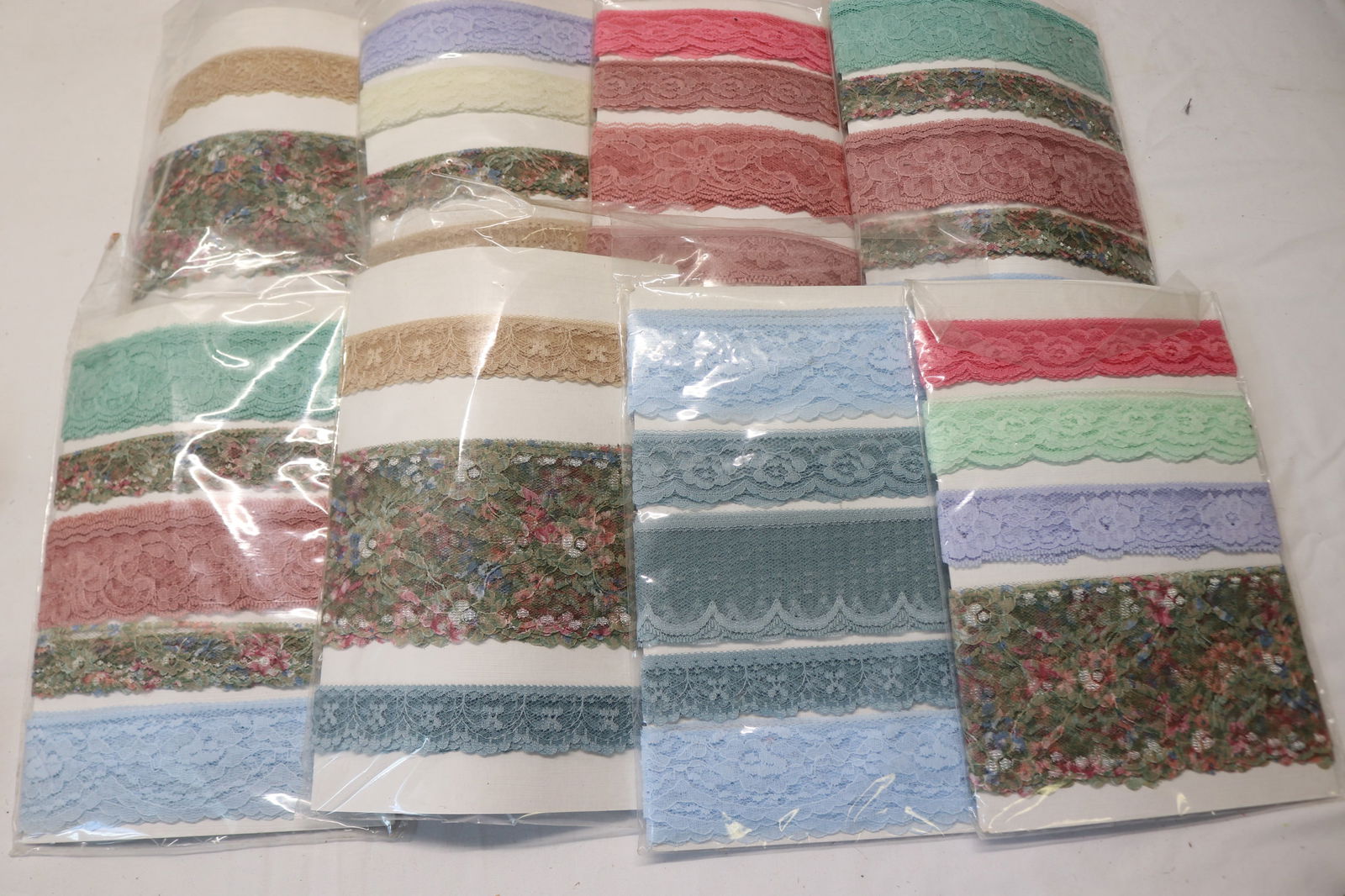 Lot of 8 Vintage Lace Trims on Cards, Ready for Resale: see photo's