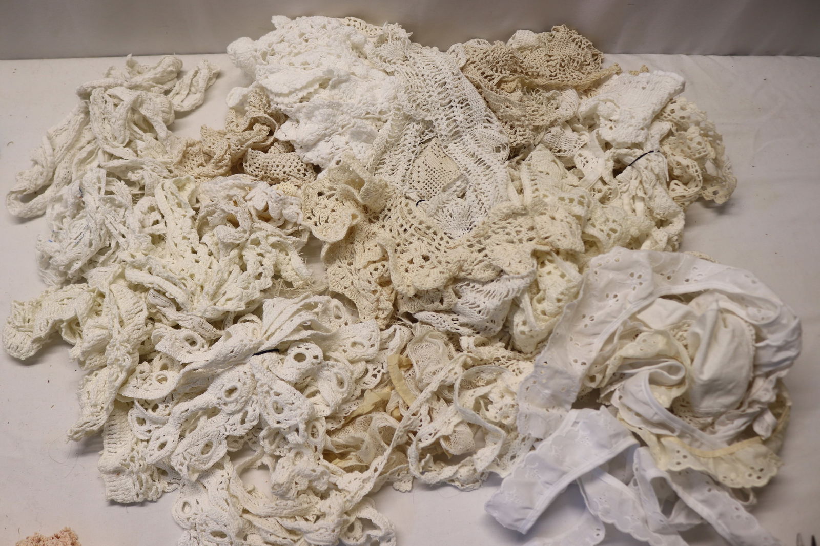 Large Lot of Vintage Trims, Mostly Crochet & Eyelet: see photo's