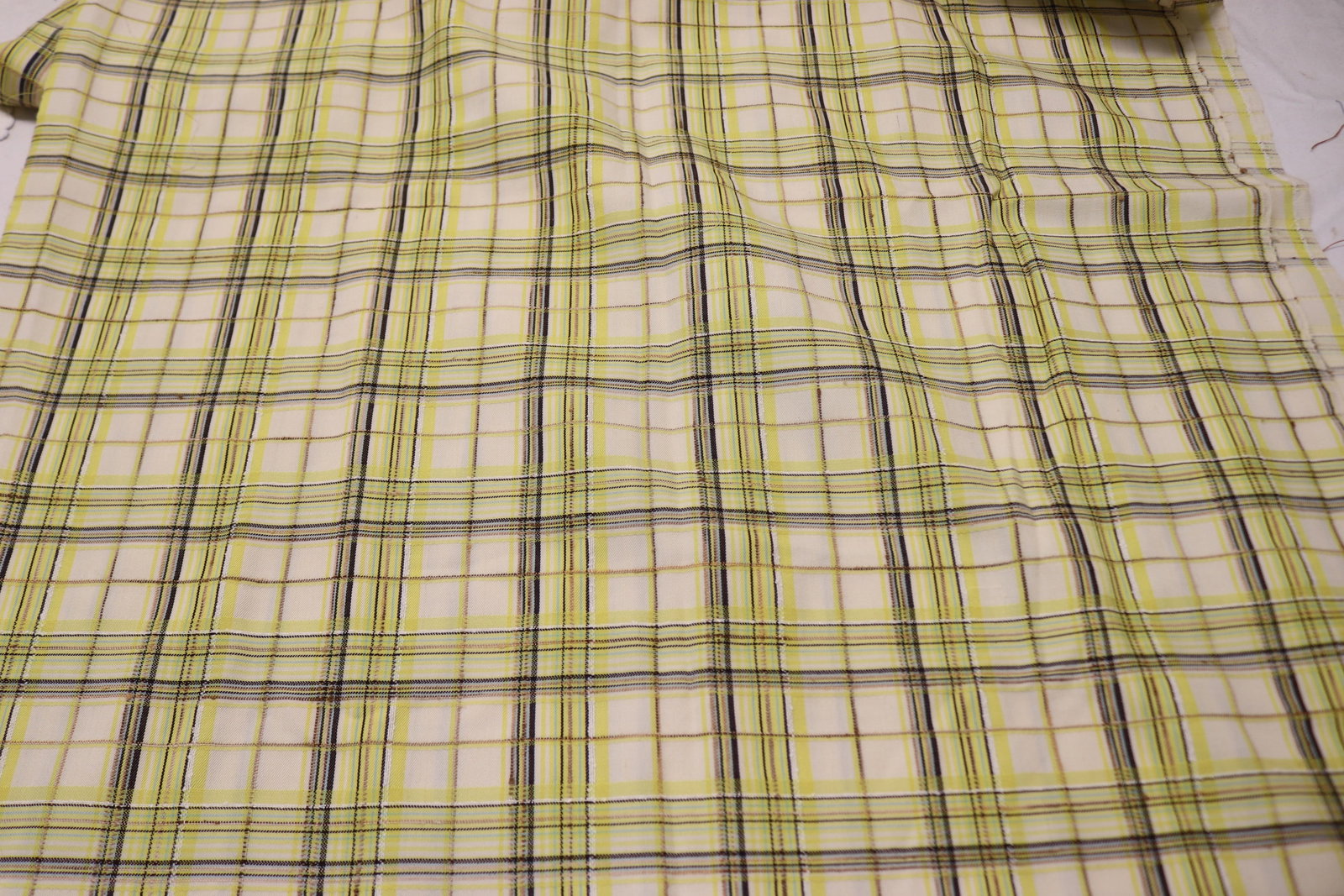 Vintage Yellow Plaid Textured Fabric, 60x44: see photo's