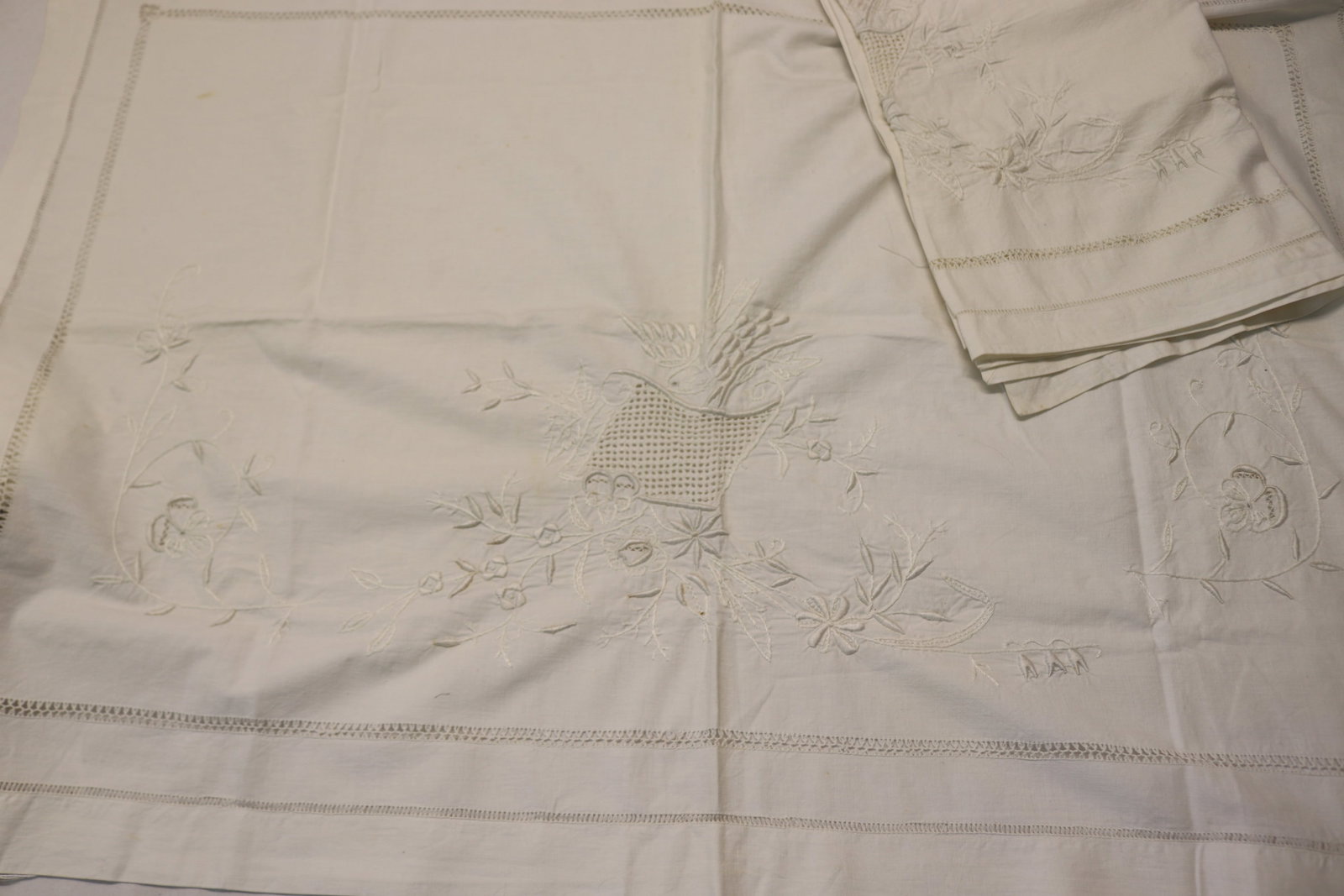 Pair of Euro Hand Embroidered Vintage Pillow Covers (1 of 8)