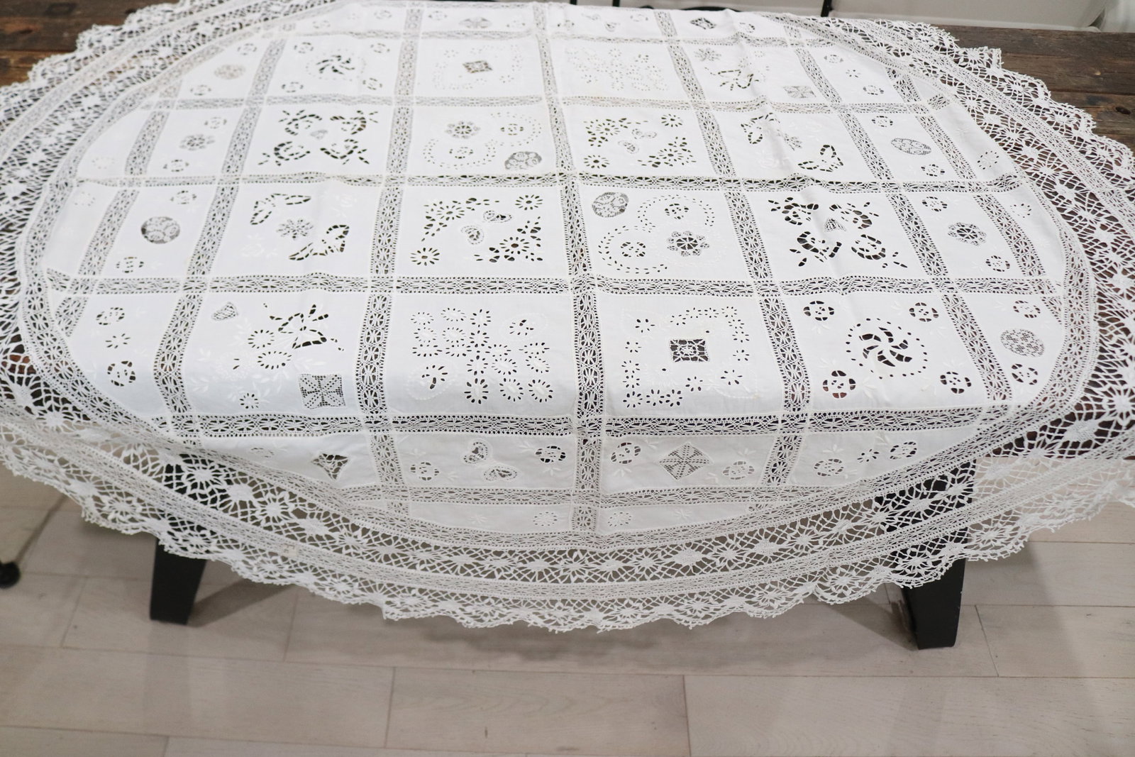 Vintage Mixed Lace 56 inch Round Tablecloth (1 of 10)