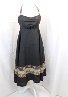 Vintage 1970's Young Edwardian by Arpeja Black Halter Top Dress: approx. 32 bust, 26 under bust, needs seam repair, see photo's