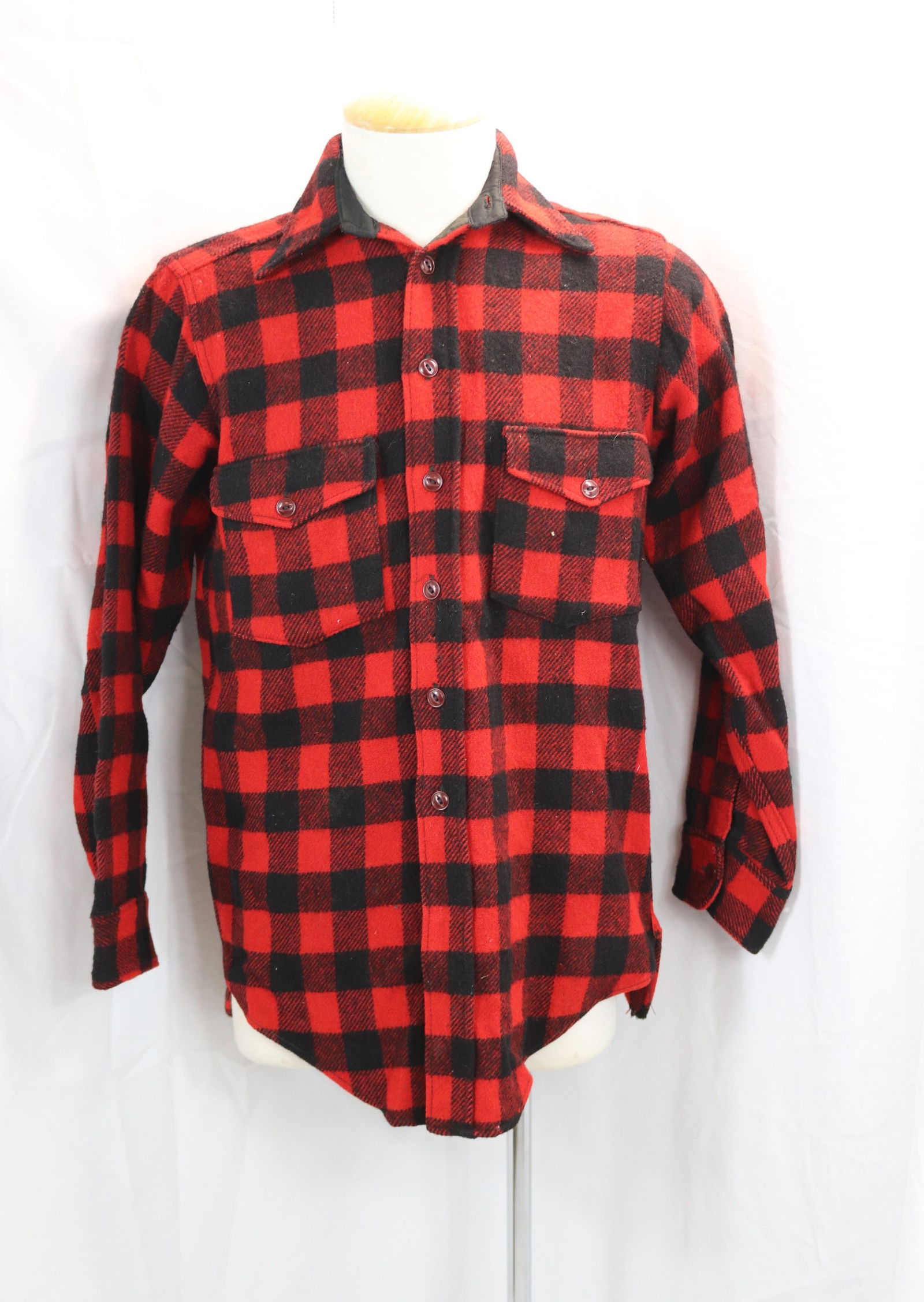 Vintage 1950's Woolrich Men's Red & Black Plaid Wool Hunting Shirt (1 of 5)
