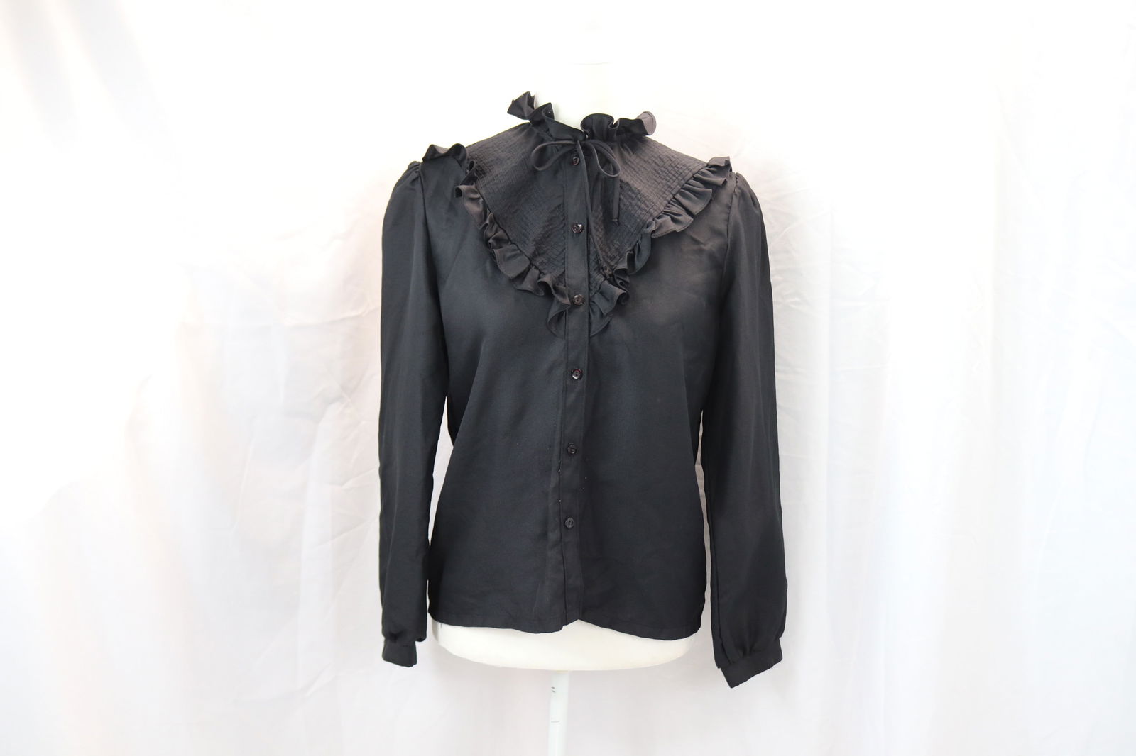 Vintage 1960's Jolene Fashions Black Blouse with Ruffles (1 of 5)