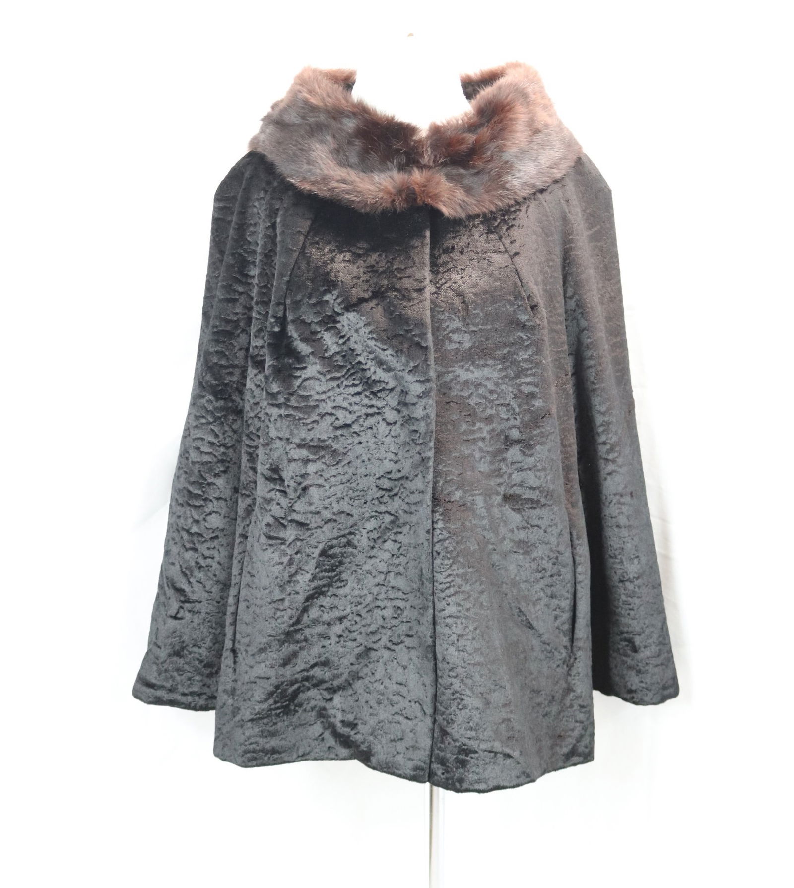 Vintage 1960's Faux Fur Short Jacket with Mink Collar (1 of 3)