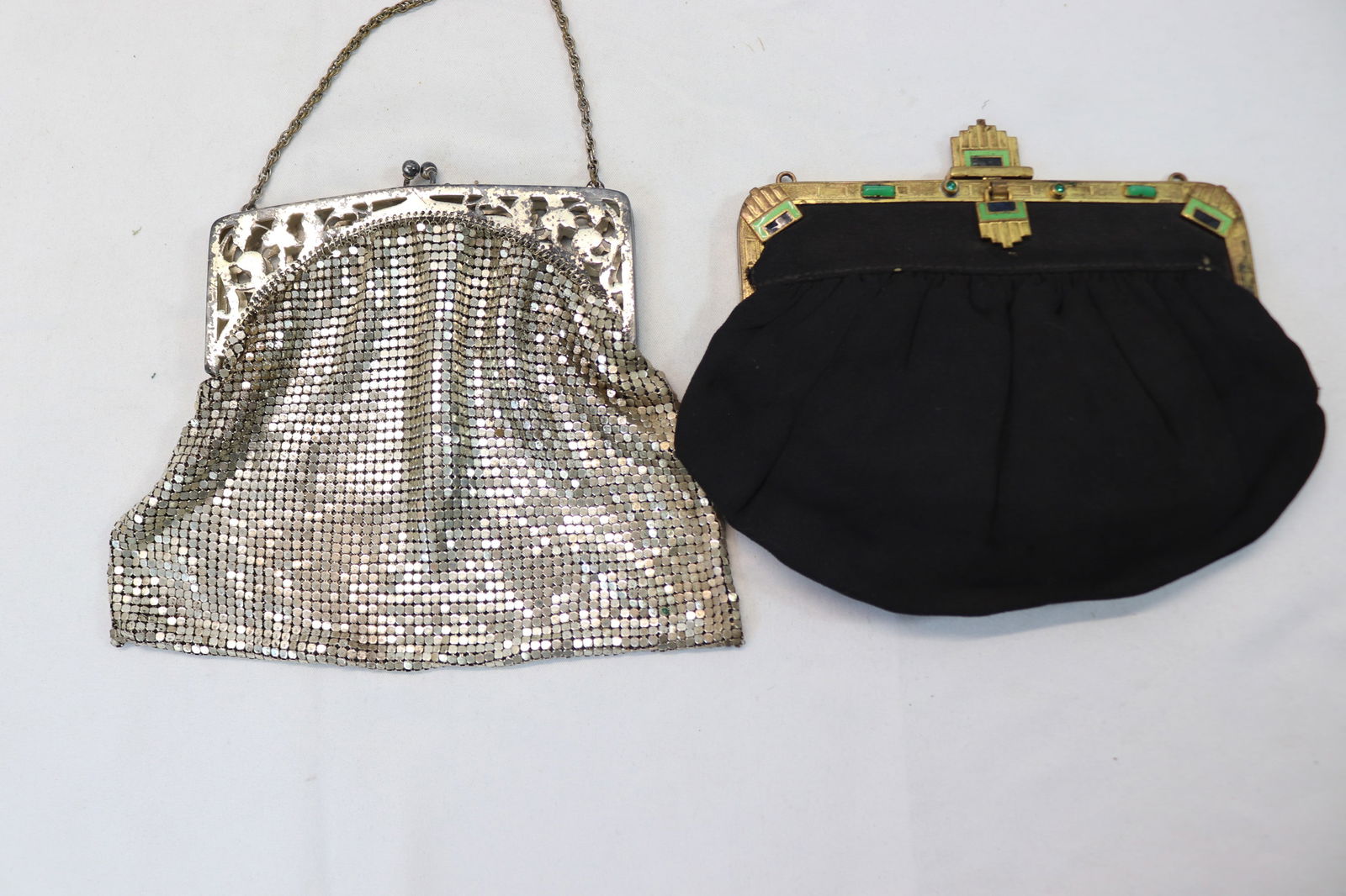 Lot of 2 Vintage Art Deco Purses, Metal Mesh & Fabric (1 of 12)